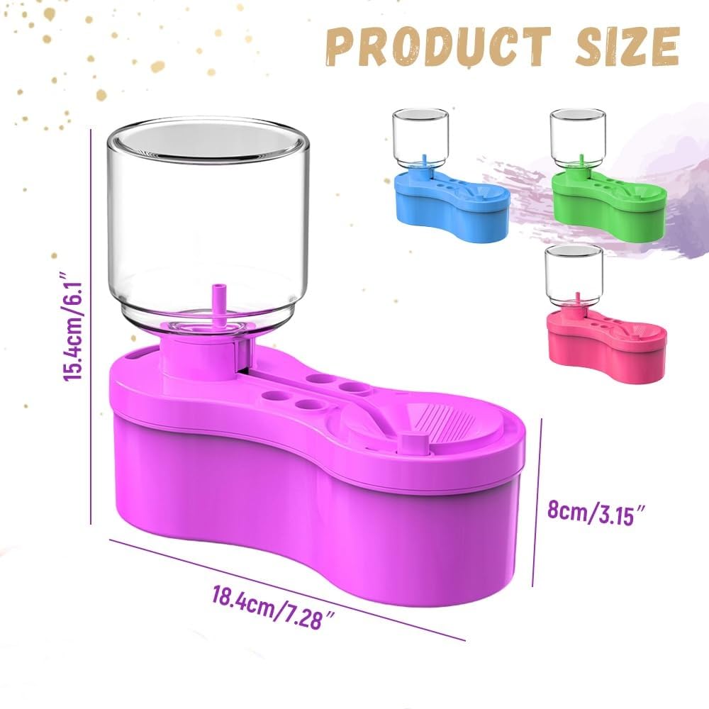 Premium Paint Brush Cleaner with Paint Tray - Acrylic Brush Washer & Water Dispenser Tool - Efficient Brush Rinser for Artists (Purple, 1-Pack) - Perfect for Studio Painting, DIY Crafts & Home Decor Projects