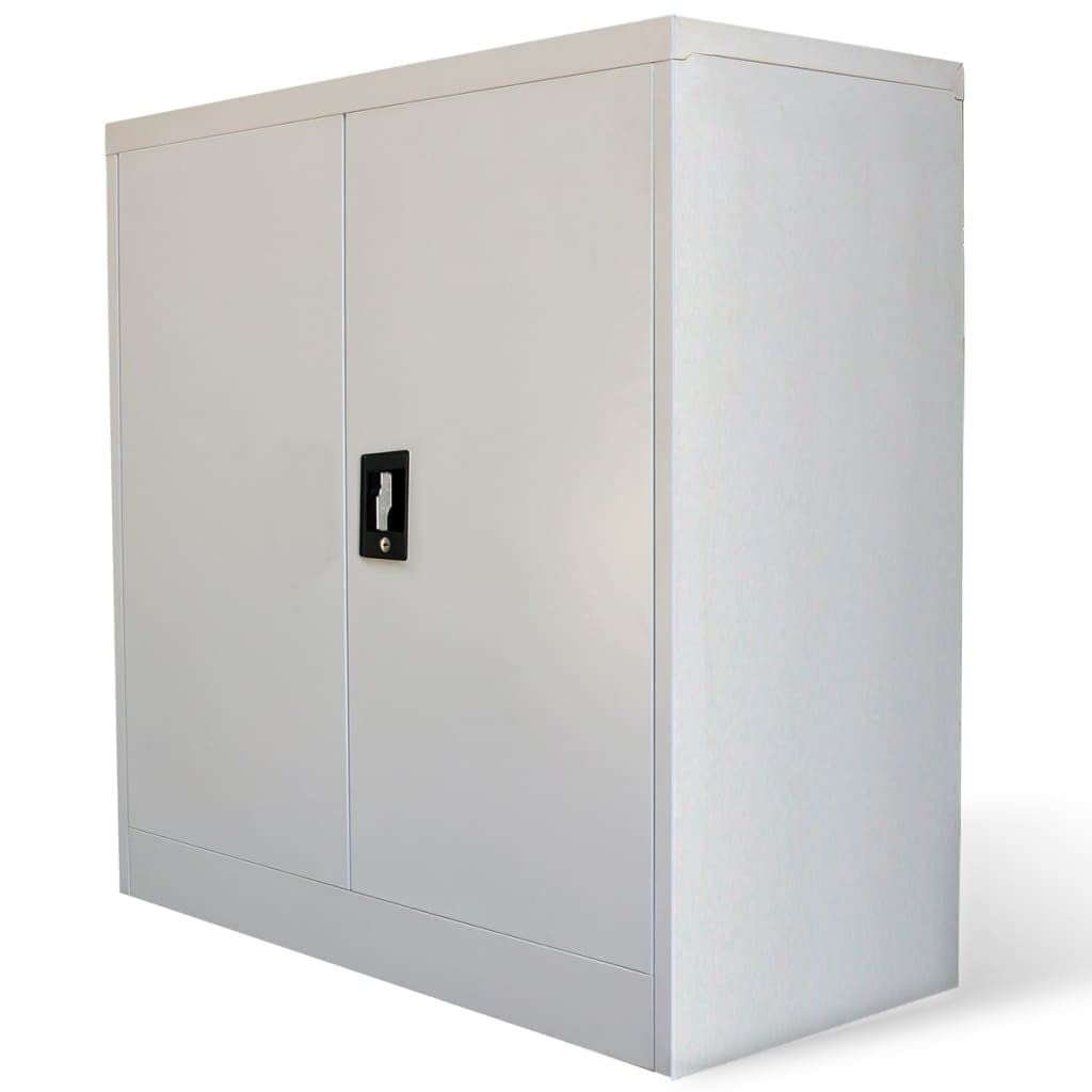 Metal Storage Cabinet with Lock & 2 Adjustable Shelves - 35.4