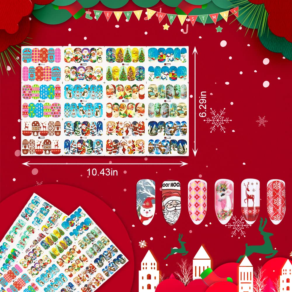 2PCS Christmas Nail Art Stickers - Snowman & Snowflake Water Transfer Nail Wraps for Gel Polish | Full Cover Holiday Nail Decals | Perfect for Christmas Parties, Gift Giving & Winter Nail Designs