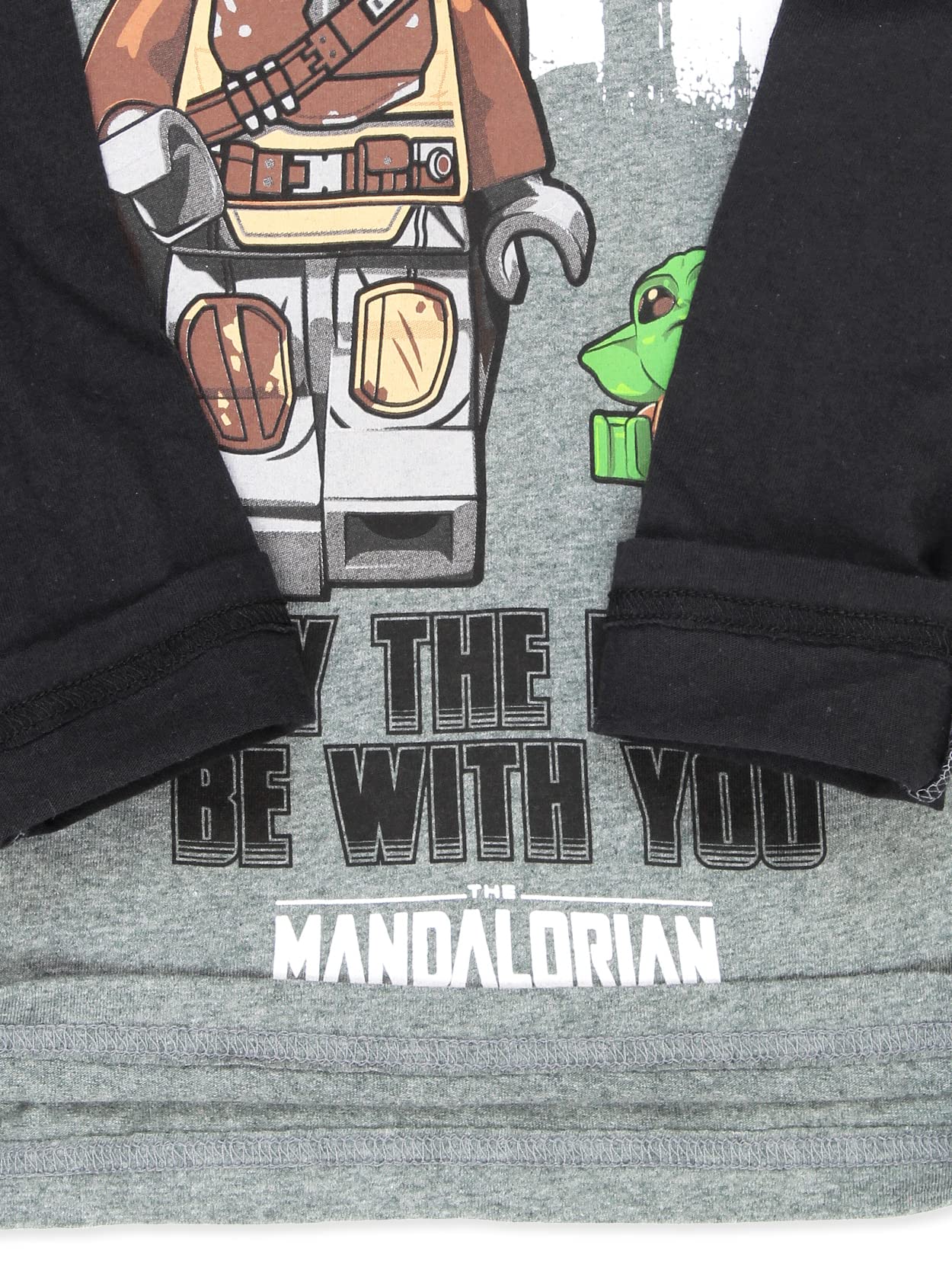 **LEGO Star Wars The Mandalorian Boys Long Sleeve T-Shirt (Size 7-8, Gray) - Cool & Comfortable Kids' Tee for School, Play & Star Wars Fans**
