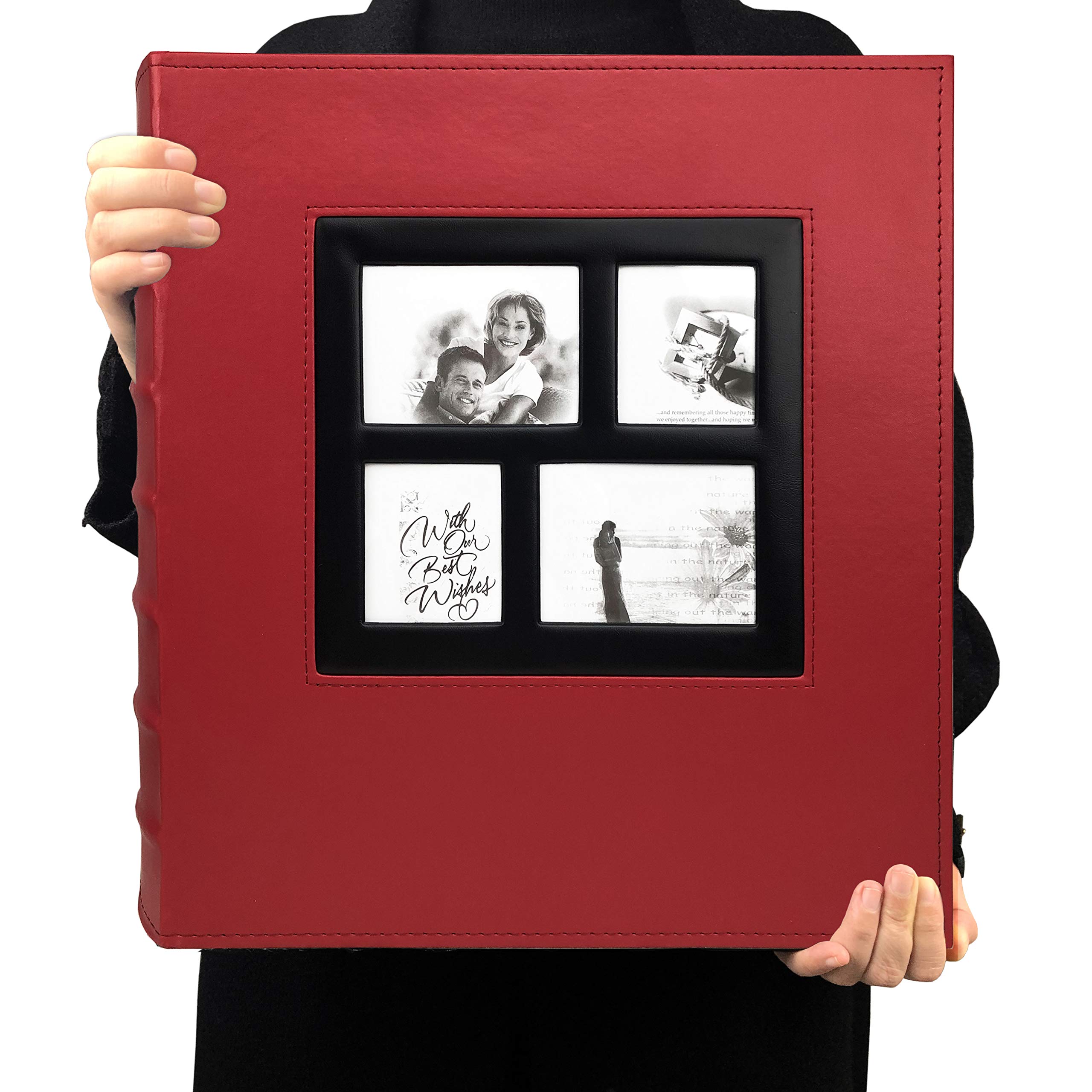 RECUTMS 4x6 Photo Album - Holds 500 Photos with Black Pages, Large Capacity Leather Cover for Wedding, Family & Baby Pictures - Stores Horizontal & Vertical Photos (Red) | Perfect for Home Decor, Gift Giving & Memory Preservation
