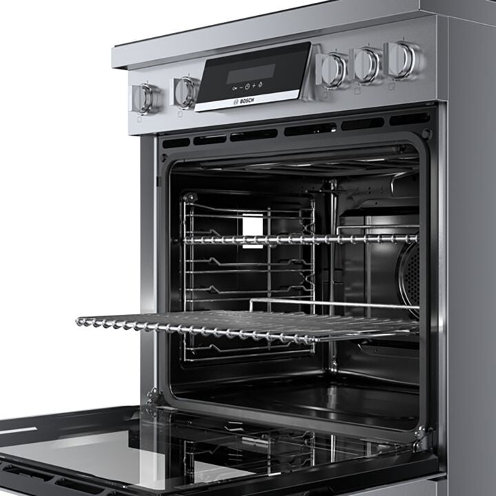 Bosch 30-Inch Stainless Steel Commercial-Style Electric Induction Range - 3.9 cu. ft. Capacity, Model HIS8055C - Perfect for Home Kitchens & Professional Cooking Spaces
