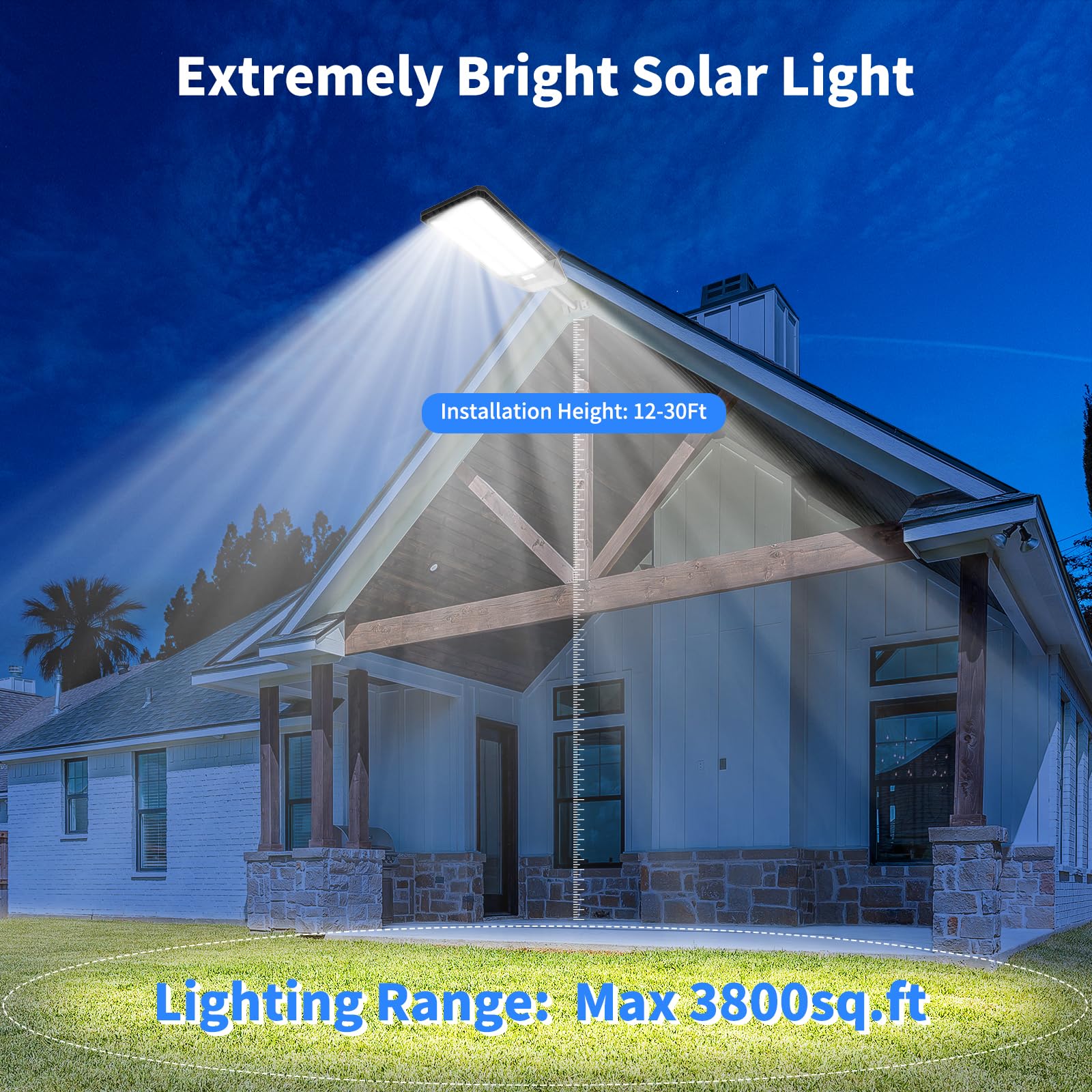 6500W Solar Lights Outdoor - Commercial Grade 480,000 Lumens Solar Street Lights with Motion Sensor & Remote Control (2 Pack) - Perfect for Parking Lots, Security Lighting & Dusk-to-Dawn Illumination