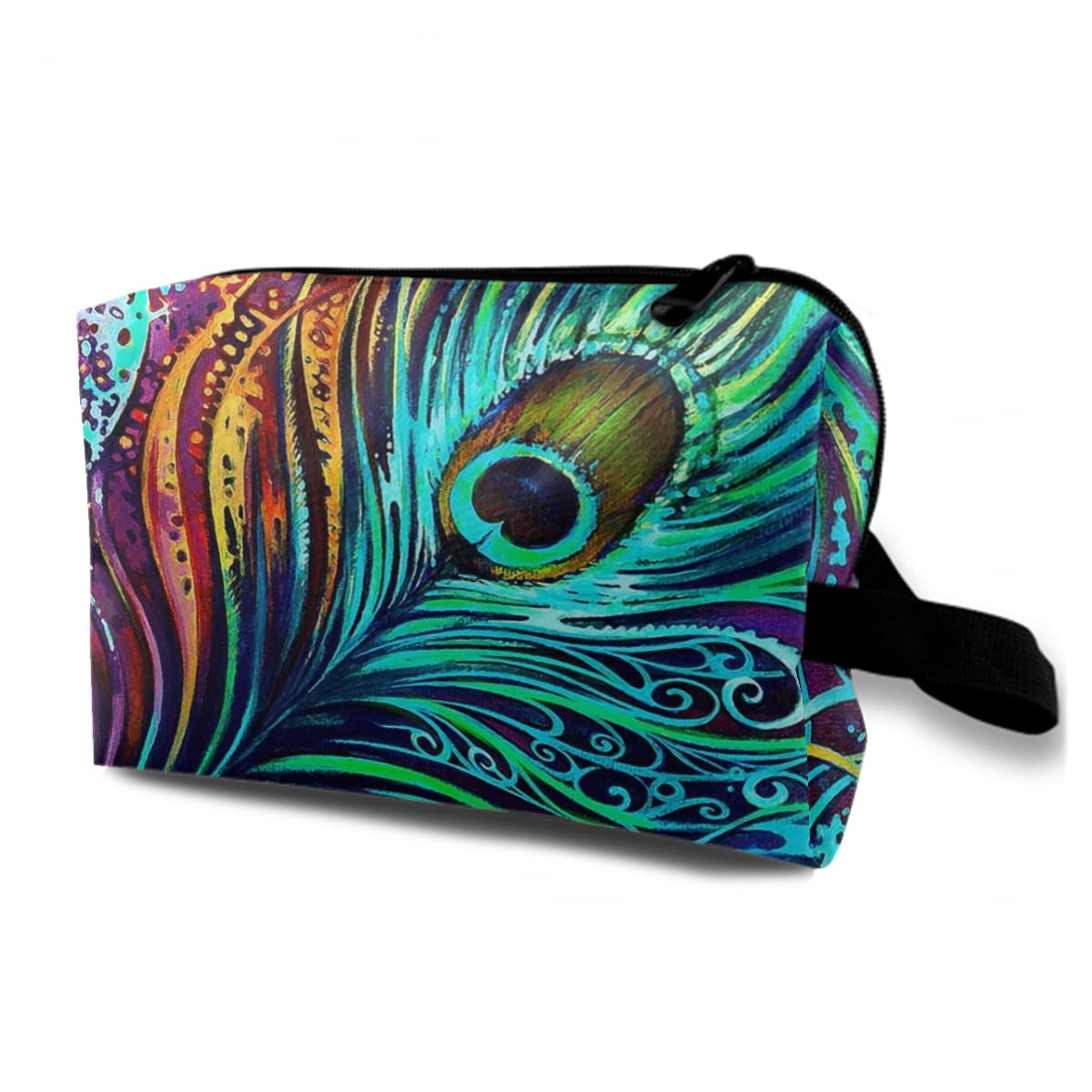 Peacock Feather Makeup Bag - Large Waterproof Cosmetic Organizer for Travel, Gym & Outdoor | Reusable Toiletry Bag for Women & Men | Perfect for Vacation, Camping & Daily Use