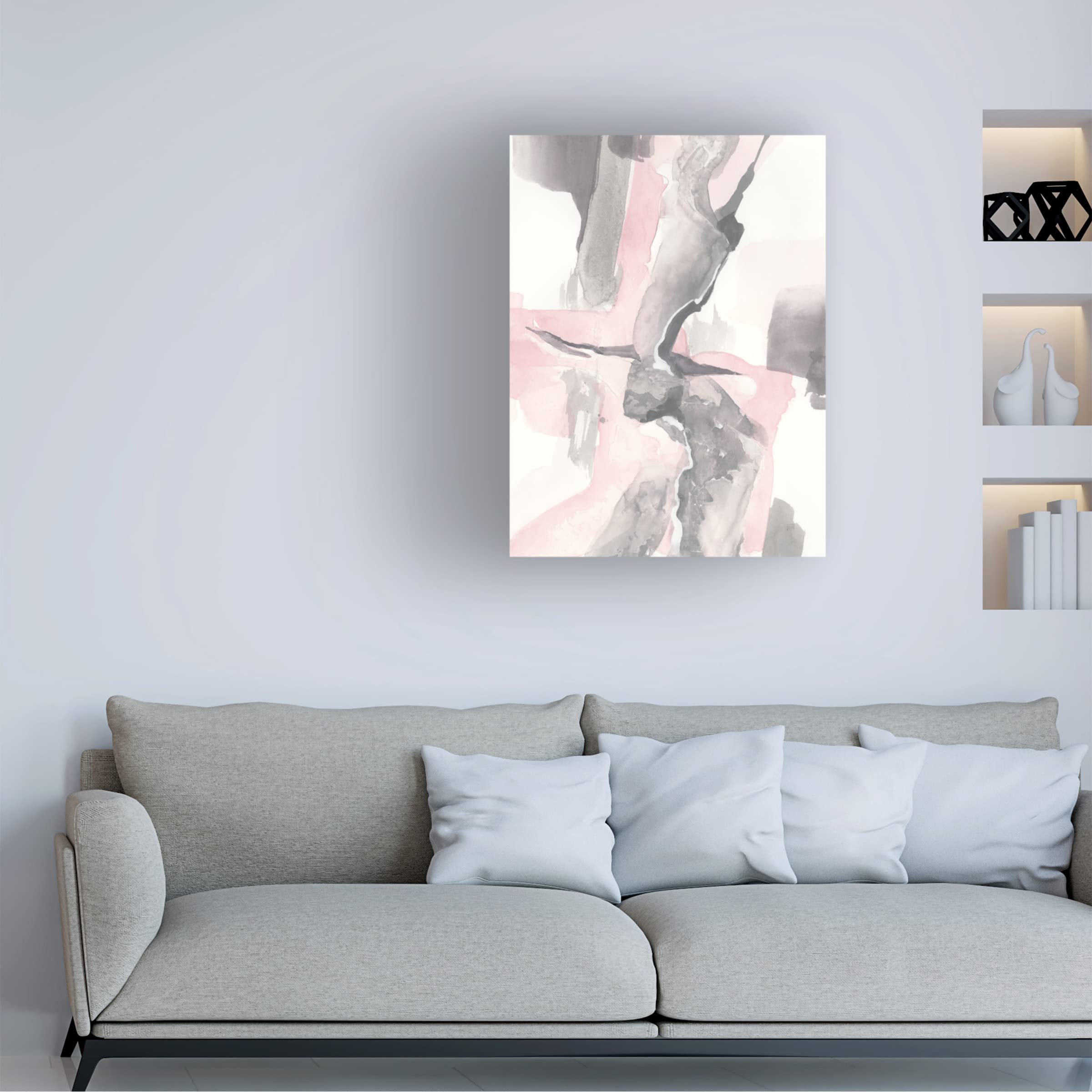 Blushing Grey I Crop Canvas Wall Art by Chris Paschke - Modern Abstract Painting for Living Room, Bedroom & Office Decor