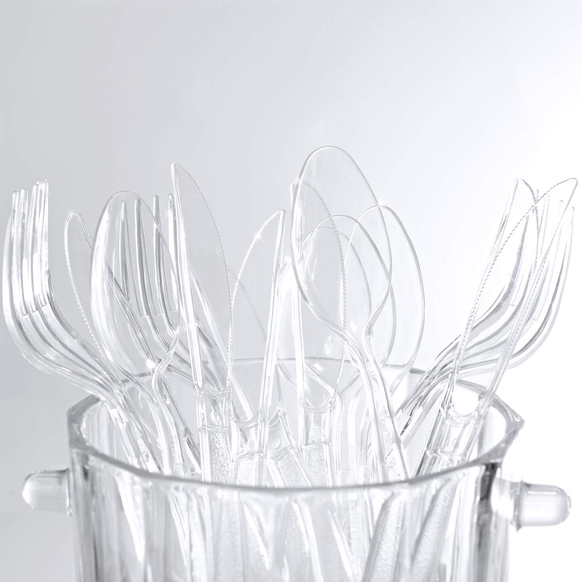 360-Piece Clear Plastic Silverware Set - Disposable Cutlery for Parties (120 Forks, 120 Spoons, 120 Knives) - Perfect for BBQs, Picnics & Catering Events