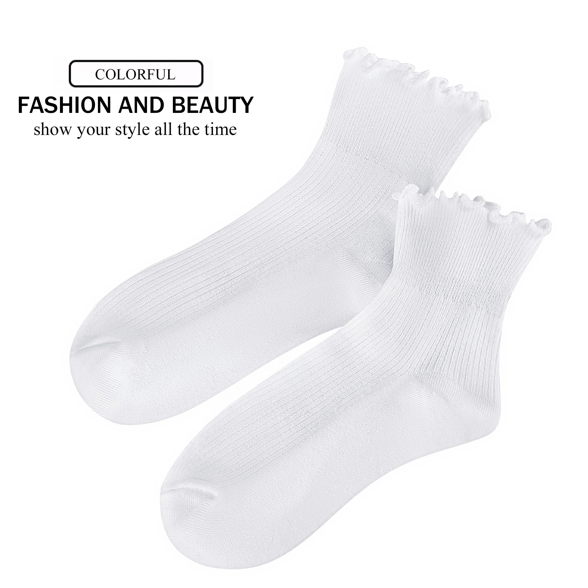 UTTPLL Women's Ruffle Lettuce Ankle Socks - Soft Cotton Crew Socks for Casual & Athletic Wear