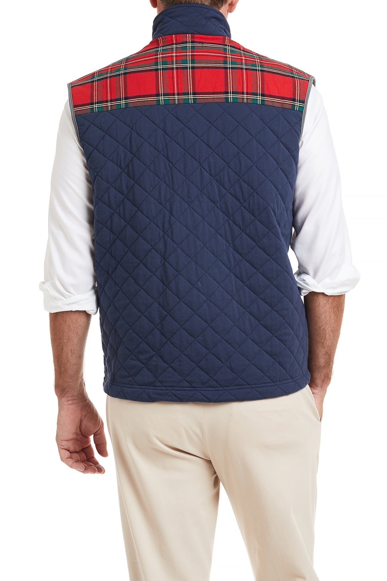 Cross Rip Quilted Vest for Men - Nantucket Navy with Royal Stewart Tartan Trim | Outdoor Activities, Casual Wear & Layering Fashion