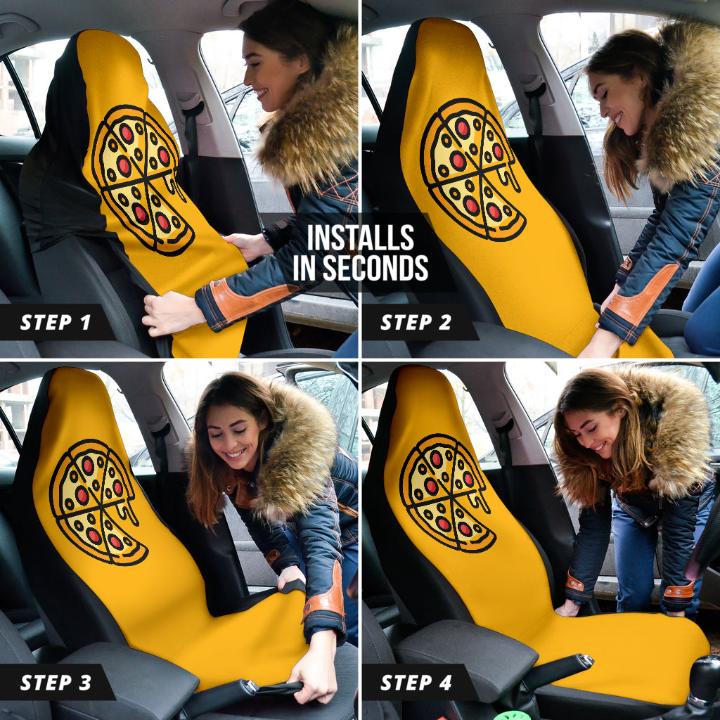 Stylish Pizza Pattern Yellow Background Car Seat Covers - Universal Fit for Cars, Trucks & SUVs - Waterproof & Comfortable (Style 1 210102) - Perfect for Road Trips, Daily Commutes & Pizza Lovers