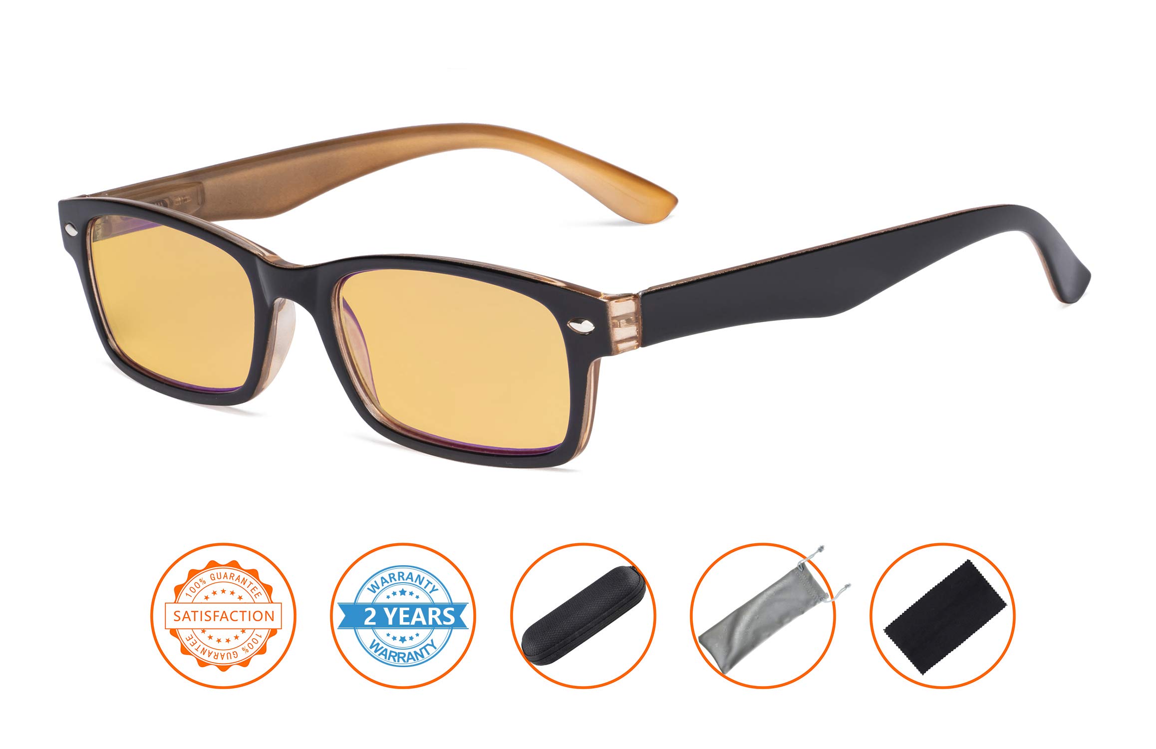 CessBlu Amber Tinted Blue Light Blocking Glasses for Men & Women - Anti Eye Strain, UV Protection for Computer Work, Gaming & Reading | Reduce Digital Eye Fatigue for Office, Study & Screen Time