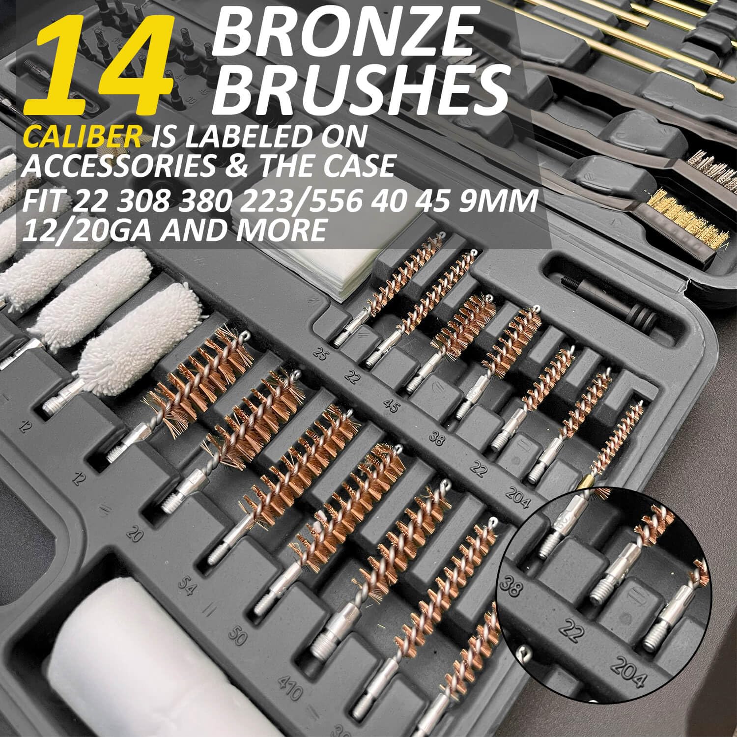 iunio Universal Gun Cleaning Kit with Case - for Rifle, Shotgun, Pistol - Perfect for Hunting & Shooting