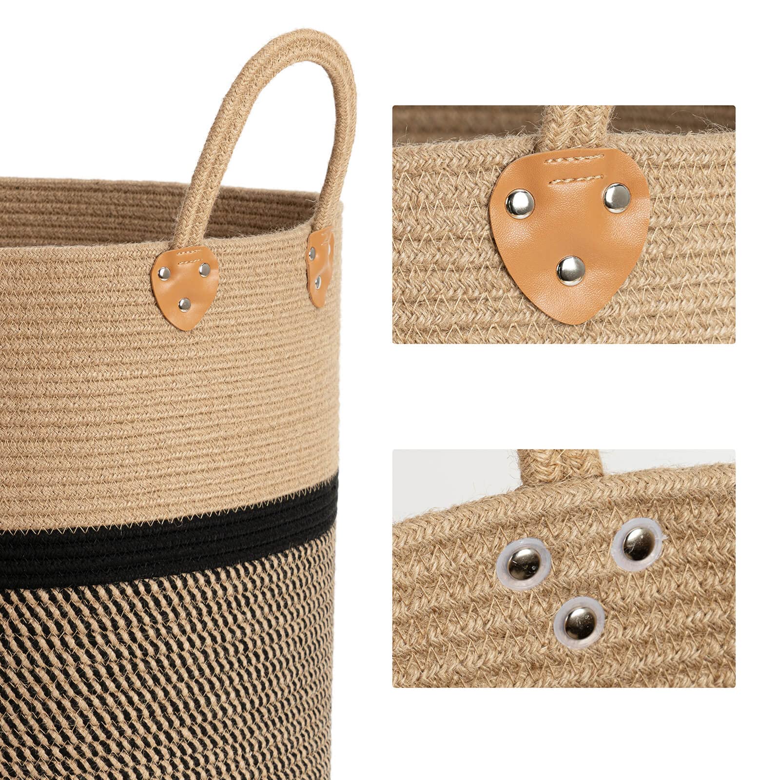 CHICVITA Extra Large Jute Storage Basket with Handles - 16
