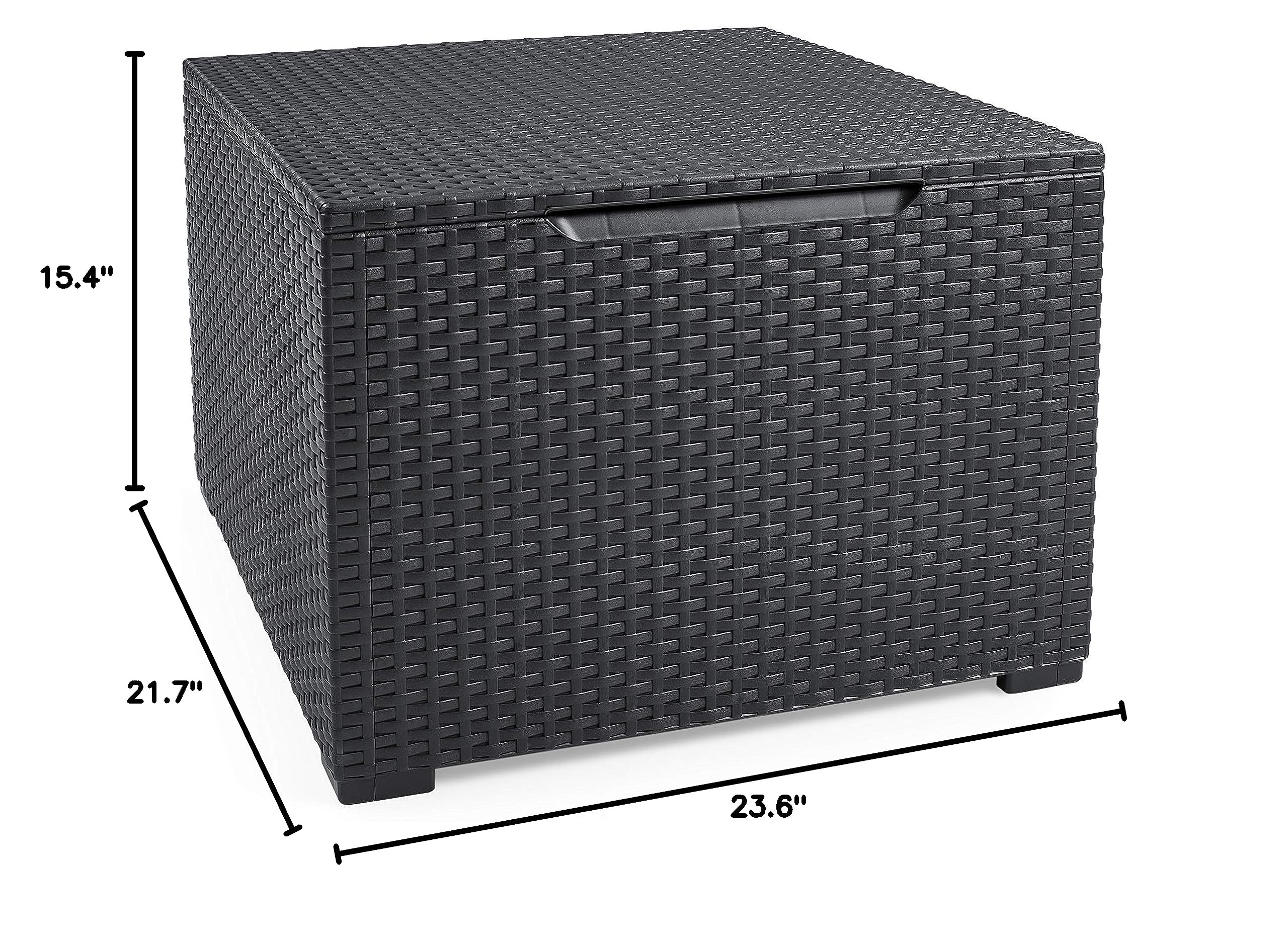 Keter Emma Corfu Outdoor Coffee Table - Weather-Resistant Patio & Garden Furniture for Backyard, Deck, Balcony - Modern Grey Storage Table - Perfect for BBQs, Poolside Relaxation & Entertaining Guests