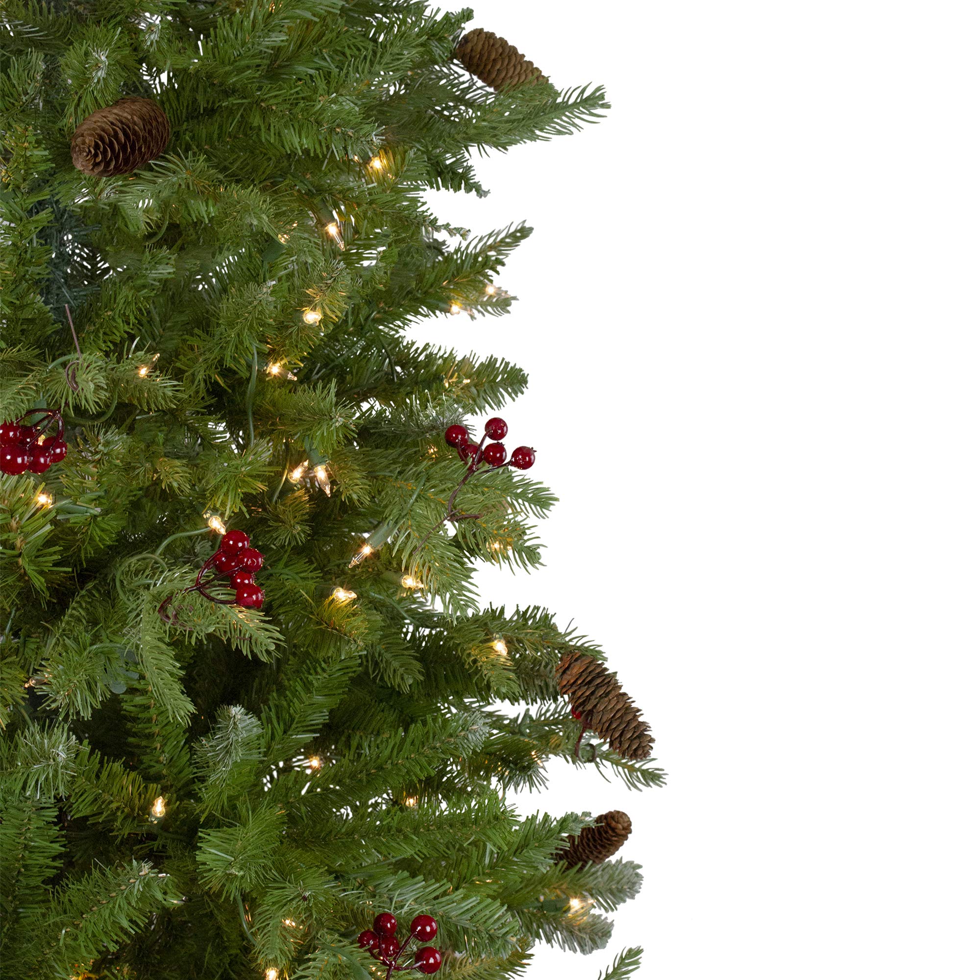 6.5ft Pre-Lit Artificial Christmas Tree with Mixed Winter Berries and Clear Lights - Perfect for Living Room, Office, and Holiday Decorations