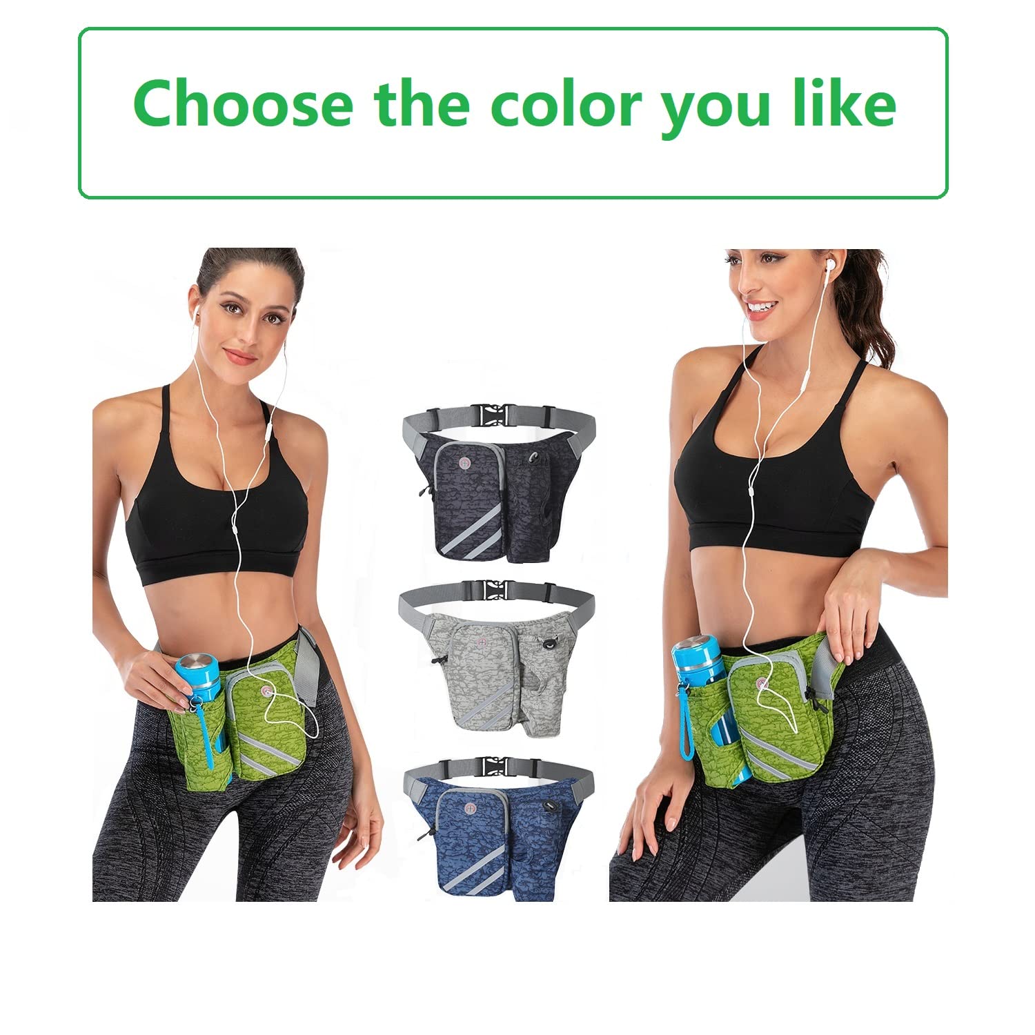 **Waterproof Fanny Pack for Women & Men - Adjustable Waist Bag with Bottle Holder, Large Pouch - Perfect for Running, Gym, Hiking, Cycling & Travel**    *(Use Cases: Hands-free convenience for workouts, outdoor adventures, travel essentials, and daily errands.)*