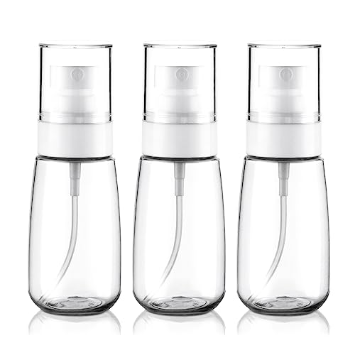 Cosywell TSA Approved 2oz (60ml) Travel Spray Bottles - 3 Pack Leak Proof Fine Mist Empty Plastic Refillable Bottles for Perfume, Essential Oils, Toners & Cosmetics - Perfect for Travel, Gym, Home & Office Use (3 Clear Bottles)