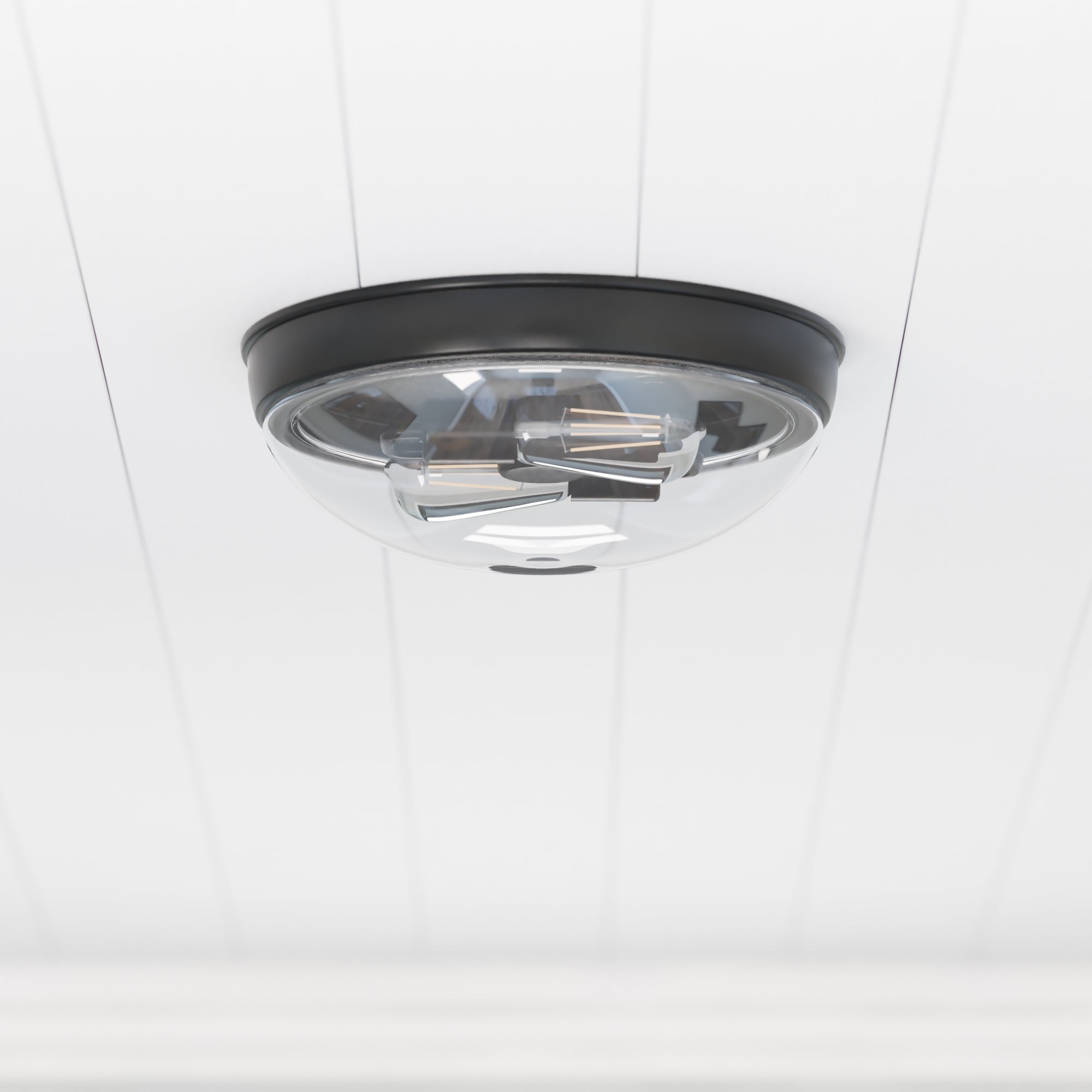 Madalyn Dome Flushmount Light Fixture - Clear Glass with Espresso Finish - Modern Ceiling Light for Living Room, Bedroom, or Hallway