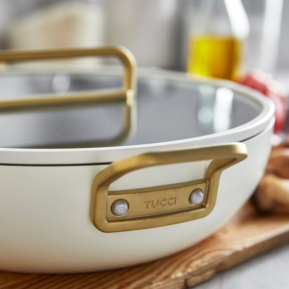 Stanley Tucci™ Ceramic Nonstick 6.5 Quart Essential Stanley Pan - Carrara White | Durable & Eco-Friendly Cookware for Sauteing, Frying & Baking | Perfect for Home Chefs & Healthy Cooking