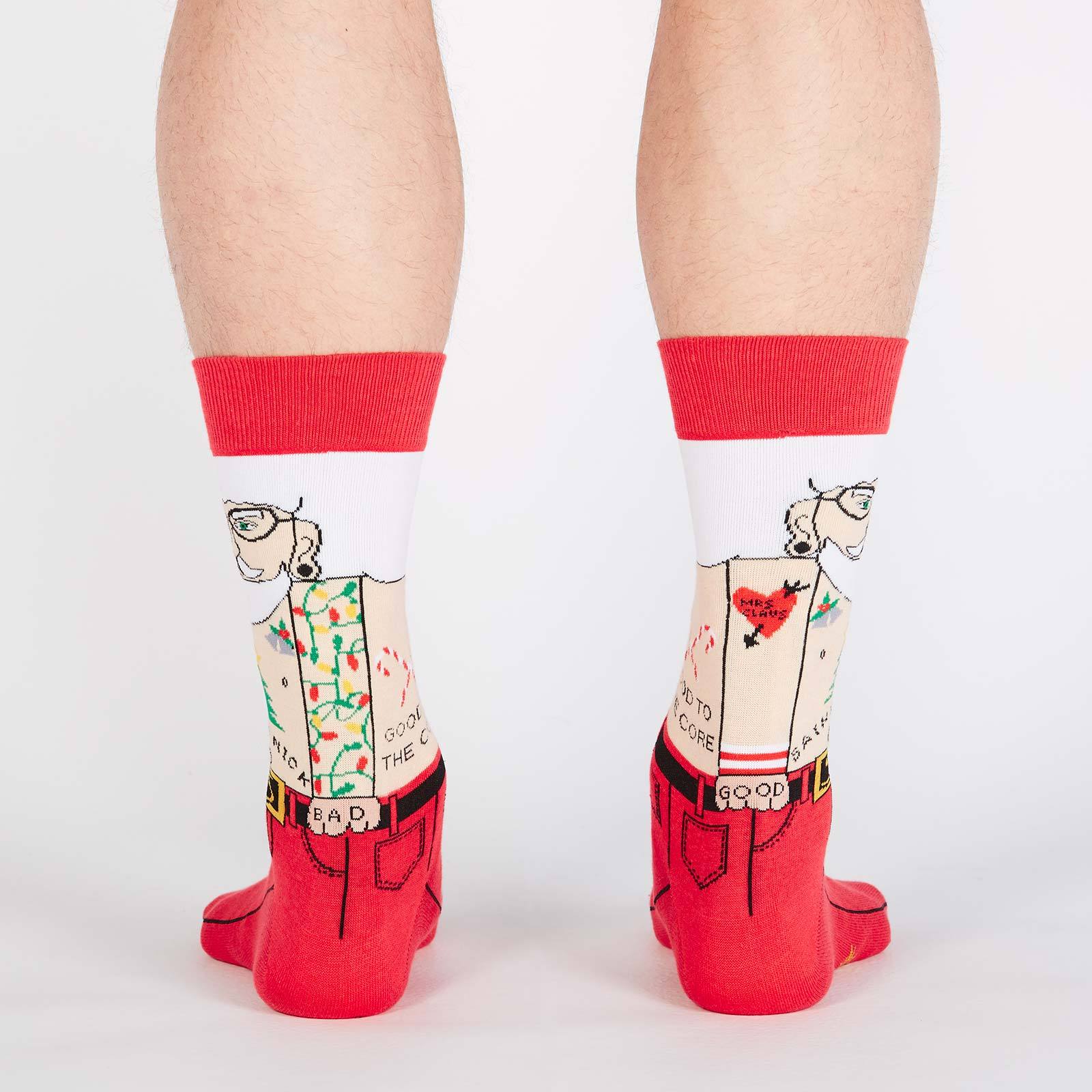 Funny Saint Nick Men's Crew Socks - Christmas Novelty Socks for Men - Perfect for Holiday Gifts & Festive Parties