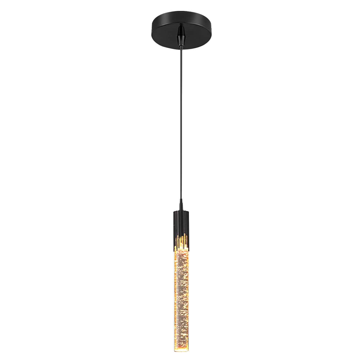 Modern LED Crystal Mini Pendant Light - Dimmable Black Bubble Chandelier for Kitchen Island, Dining Room, Bedroom & Bar | Energy Efficient Lighting Fixture for Home & Commercial Spaces
