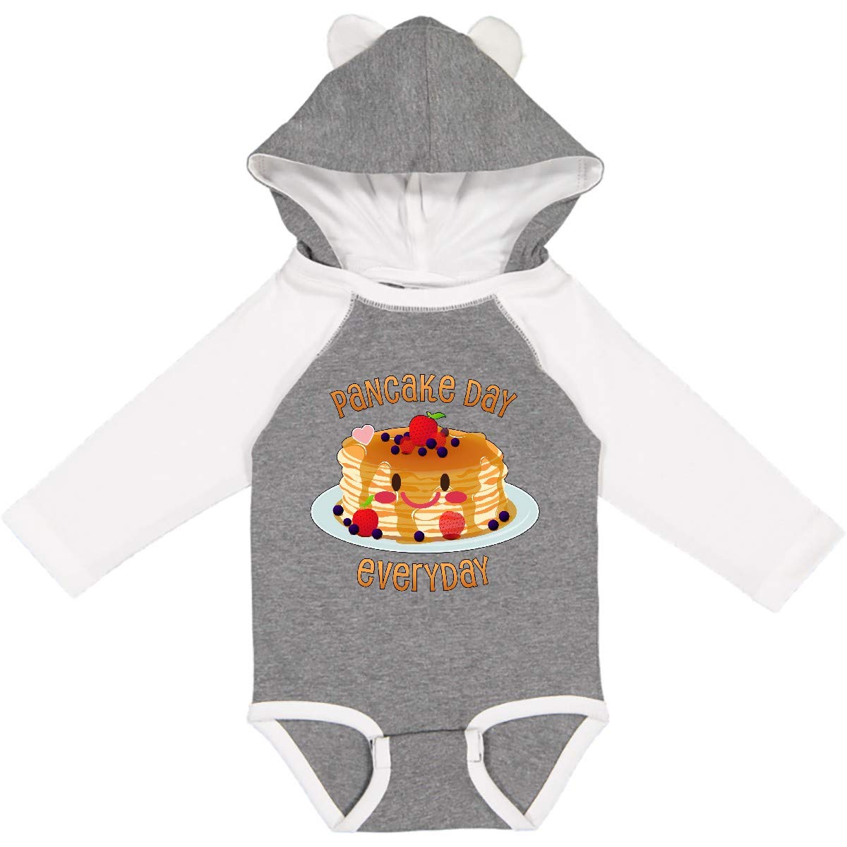 Smiling Stack of Pancakes Long Sleeve Baby Bodysuit - Cute & Comfortable Pancake Day Outfit for Boys & Girls - Perfect for Breakfast Themed Parties, Family Photos & Everyday Wear