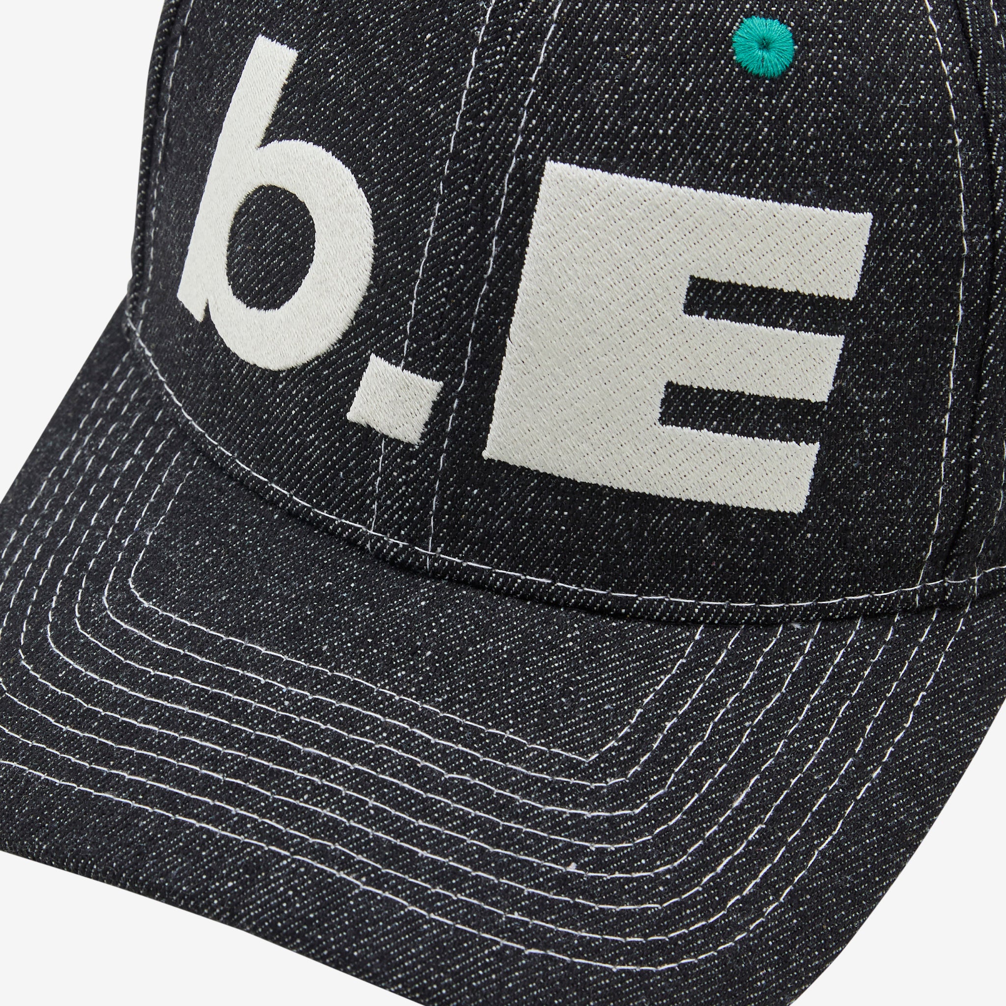 b.E Hat Black Denim | Off White Baseball Cap for Men & Women - Casual Streetwear Fashion Accessory for Outdoor Activities, Sports & Daily Wear