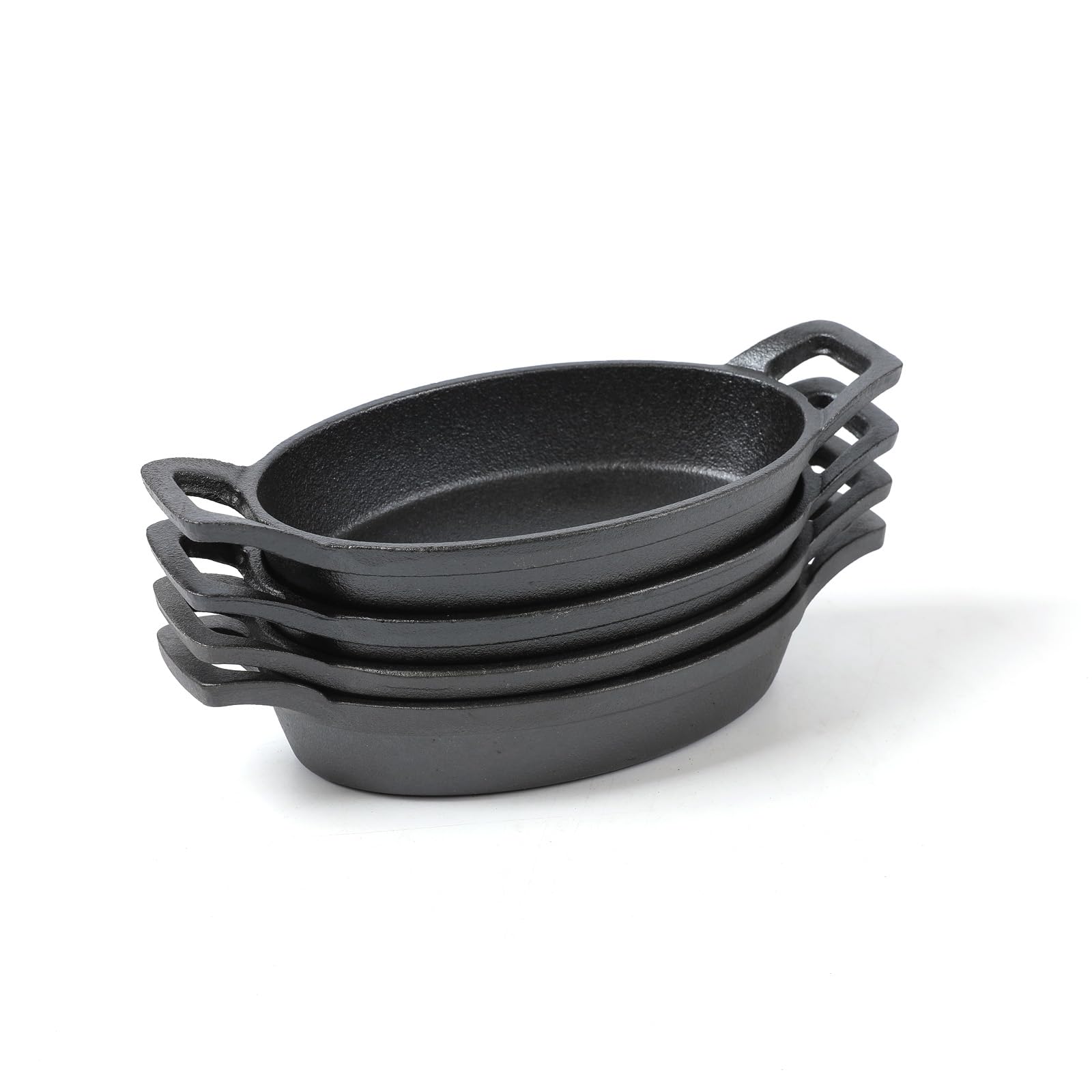 HAWOK 4-Piece Cast Iron Mini Oval Serving Dishes Set with Storage Bag - Perfect for Appetizers, Side Dishes & Small Casseroles - Ideal for Dinner Parties, Holiday Meals & Kitchen Serving