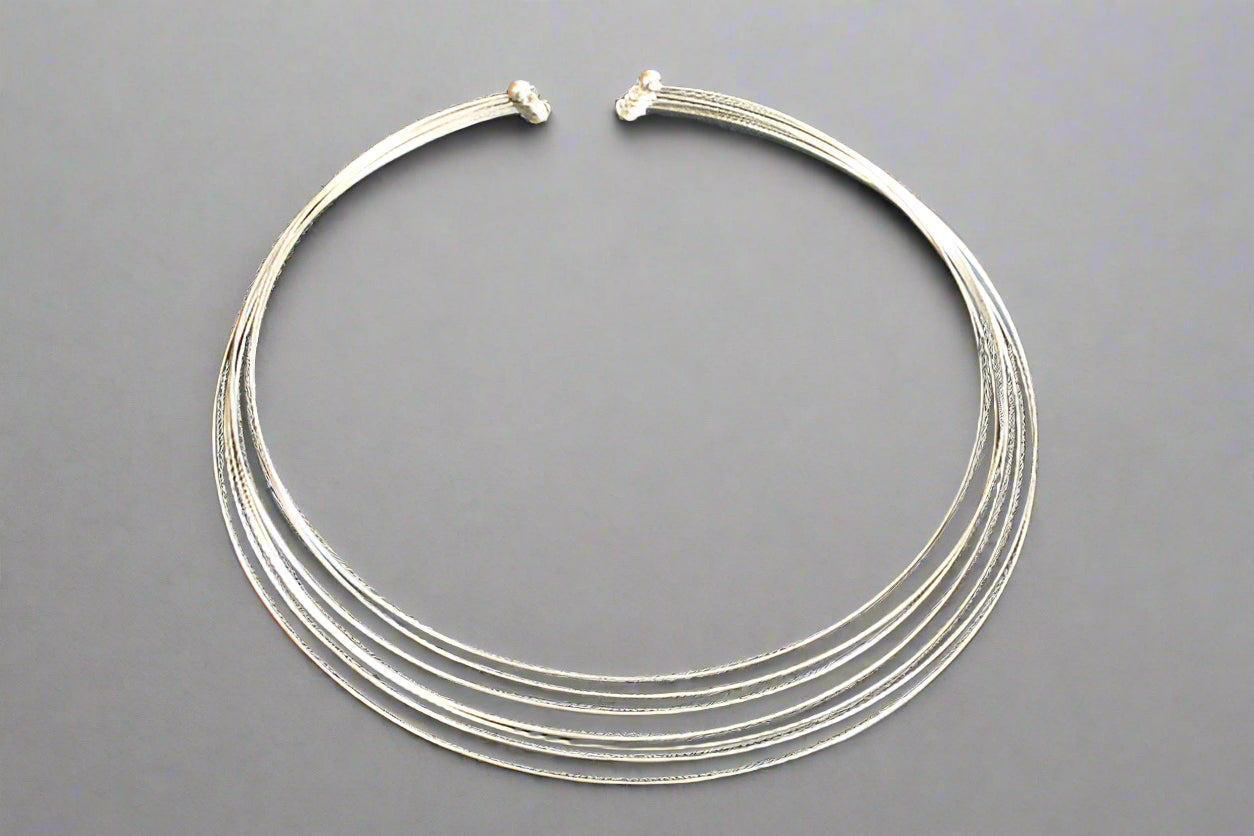 7 Strand Sterling Silver Choker Necklace for Women - Elegant Layered Jewelry for Parties, Weddings & Everyday Wear