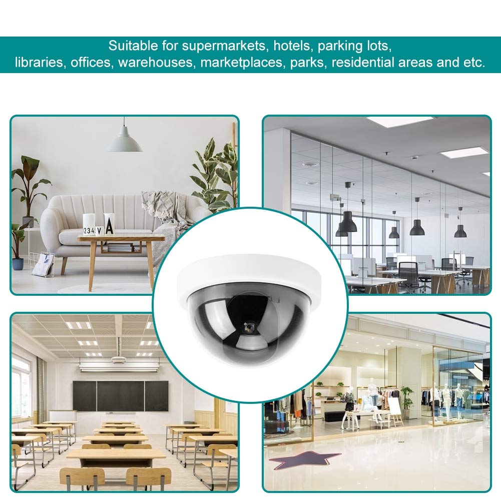 4 Pack Fake Security Camera with Flashing LED - Dummy CCTV Dome Camera for Home & Business Security - Ideal for Parking Lots, Offices & Indoor/Outdoor Surveillance (White)