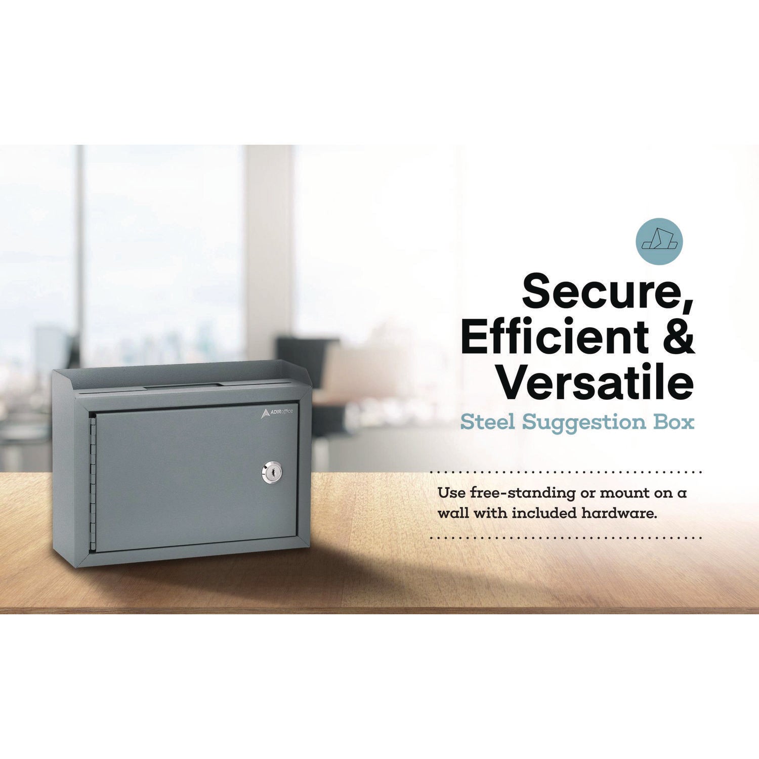 AdirOffice Medium Steel Secure Drop Box with Key Lock - 9.8
