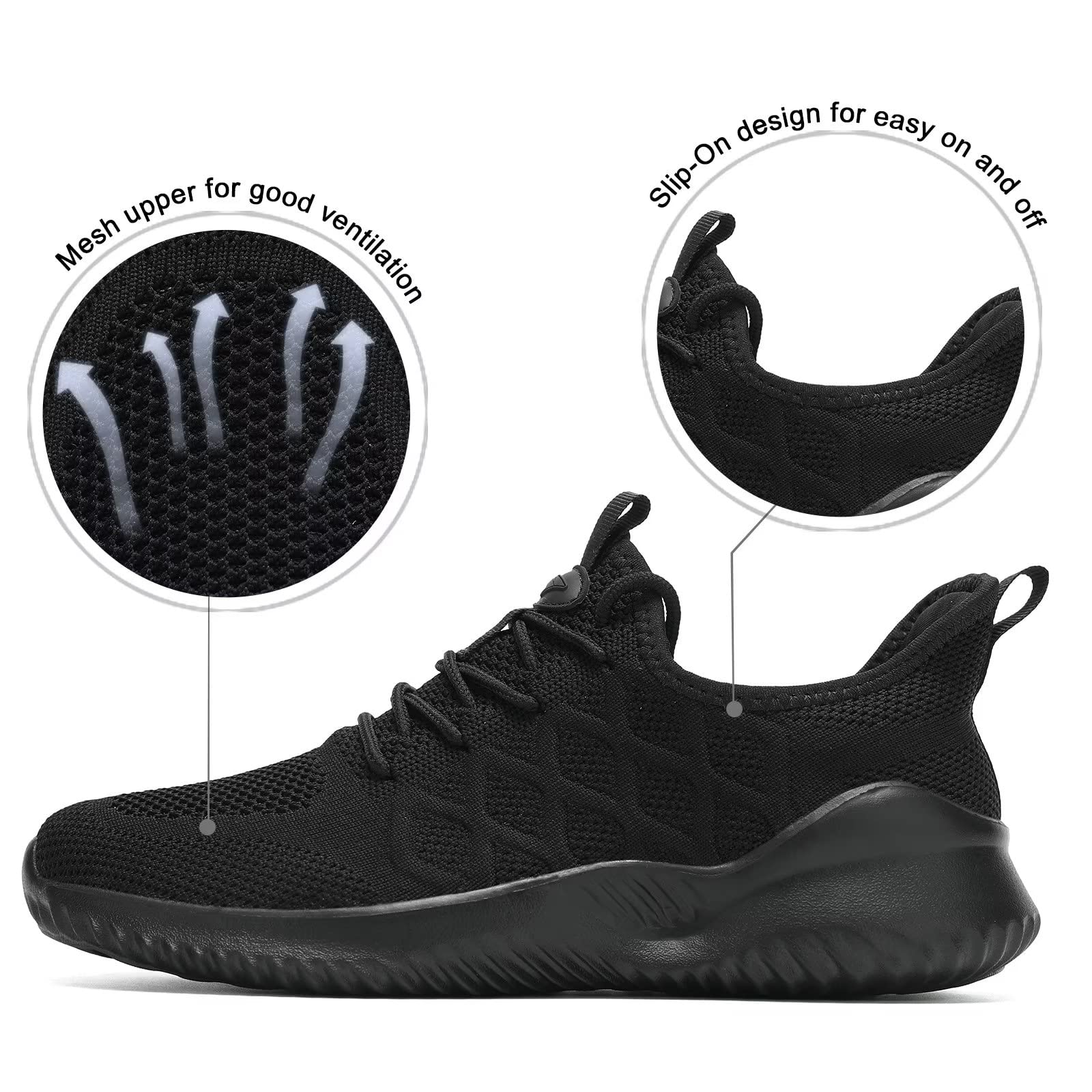 Men's Breathable Lightweight Running Shoes - Slip-On Tennis Walking Sneakers for Casual, Work & Sports | Mesh Comfort for Gym, Jogging & Daily Wear