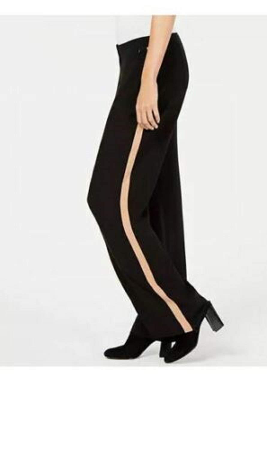Women's Side Stripe Casual Wide Leg Pants - Comfortable High Waisted Lounge Pants for Work & Travel - Black Size 6 - Perfect for Office, Yoga & Everyday Wear