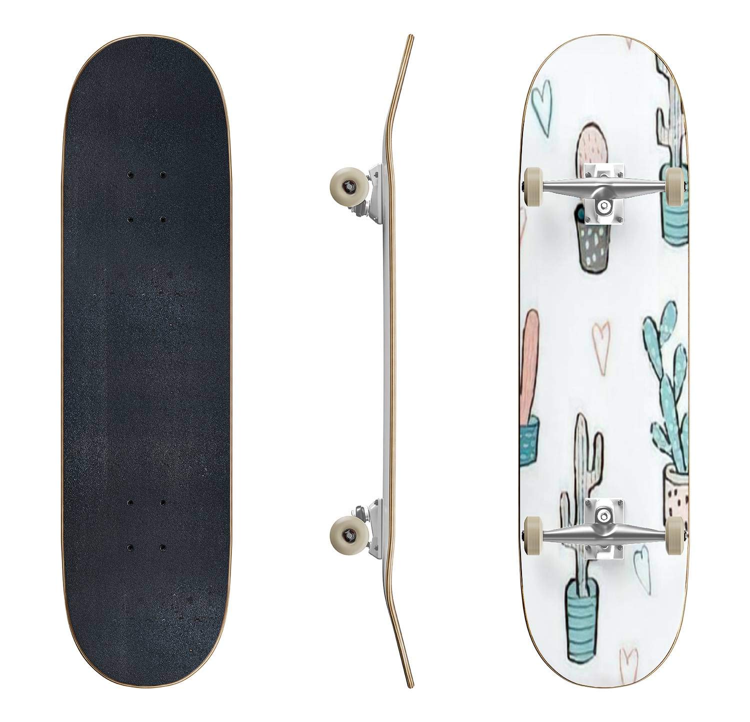EFTOWEL Vector Seamless Robots Pattern Skateboard - Classic Concave Longboard for Beginners & Professionals | Durable Extreme Sports Board for Teens | Perfect for Street Skating, Commuting & Trick Practice