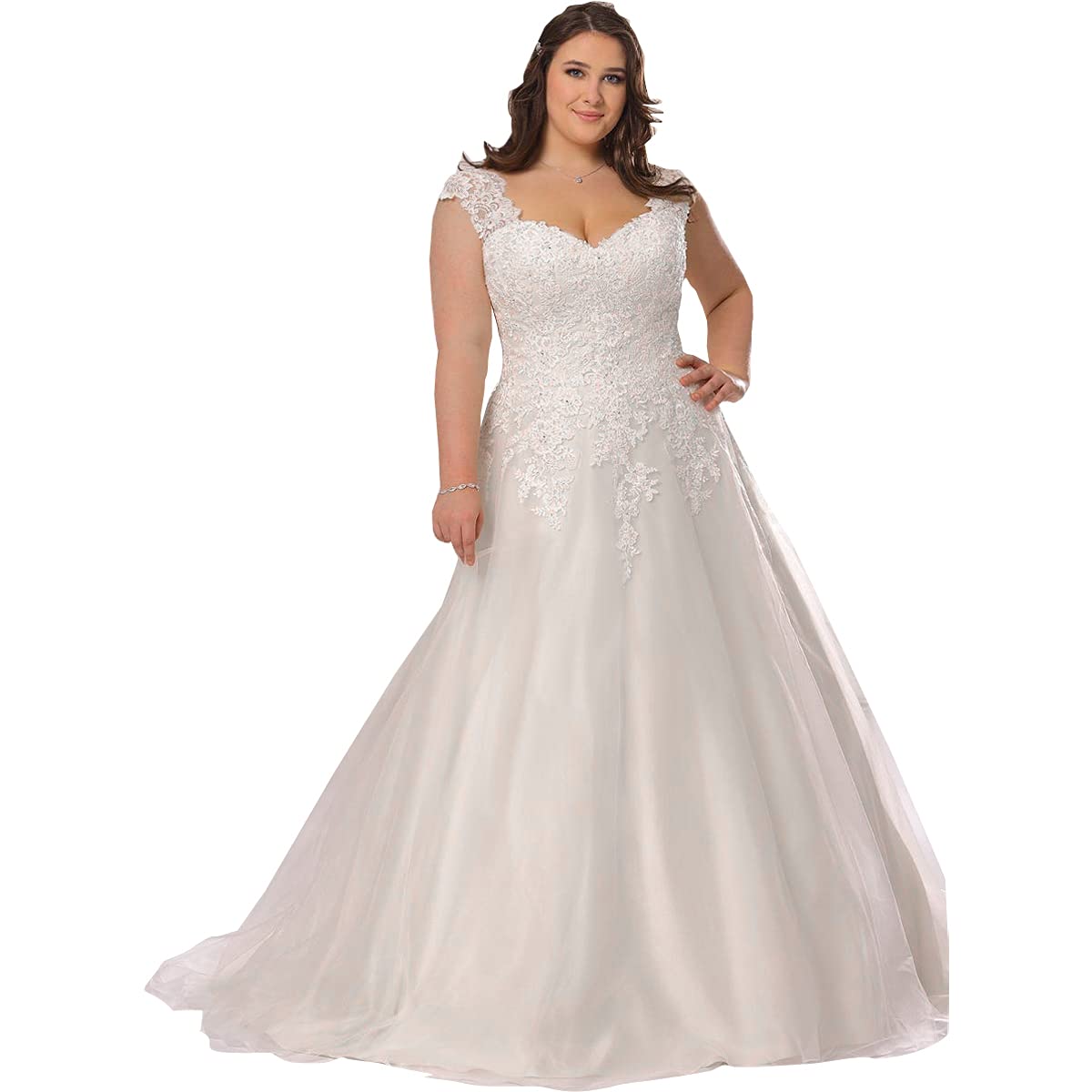 2022 Yitiantian Plus Size A-Line Sleeveless Applique Wedding Dresses for Bride – Elegant Beach Bridal Gowns for Outdoor Ceremonies & Destination Weddings