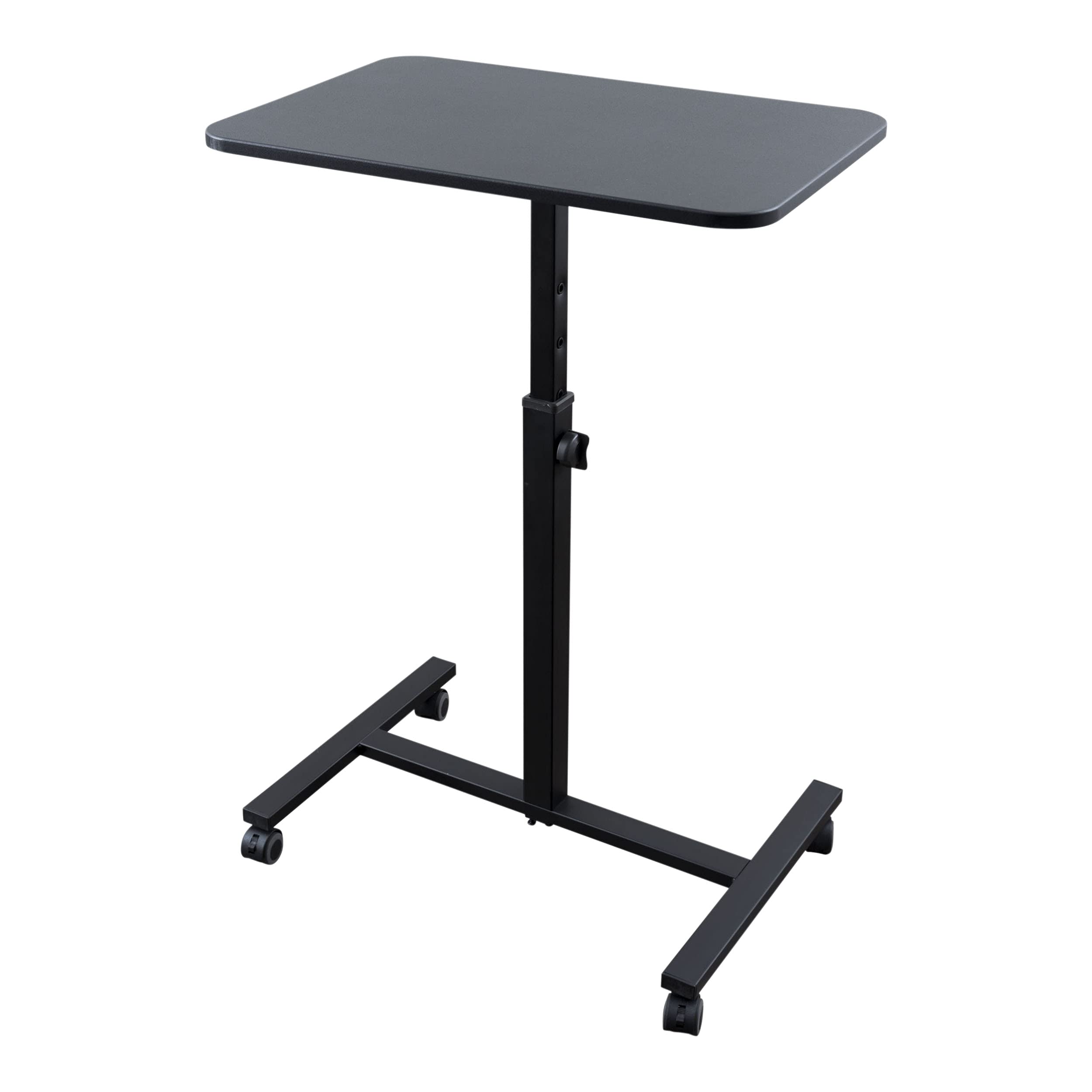Adjustable Single Column Rolling Standing Desk with Laptop Stand - Black | Ergonomic Home Office & Workspace Solution for Better Posture & Productivity
