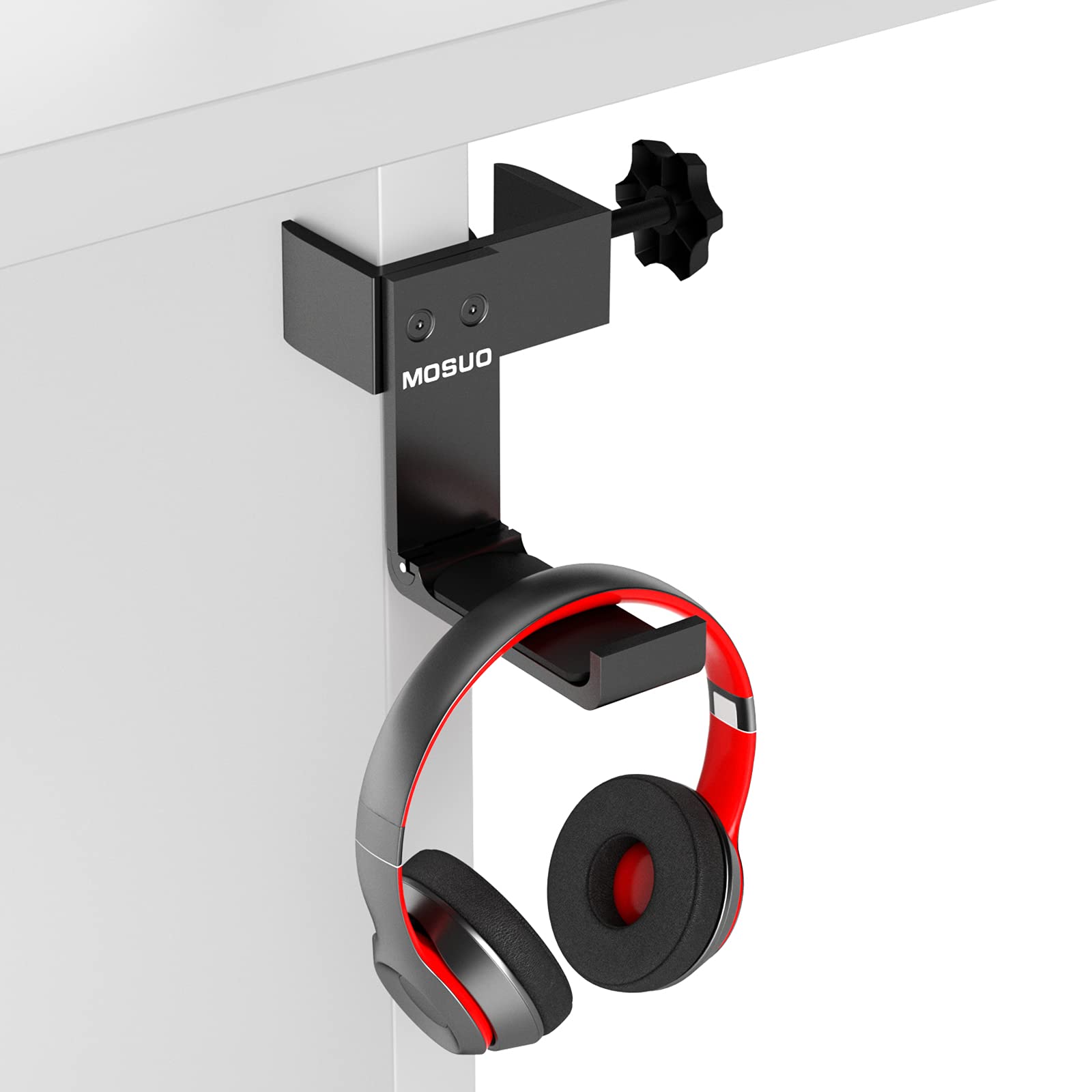 MOSUO Adjustable Aluminum Gaming Headset Stand - Universal Headphone Holder for Wired & Wireless Headsets, Bluetooth Headphones - Perfect for Desk, Office, and Gaming Setup (Black)