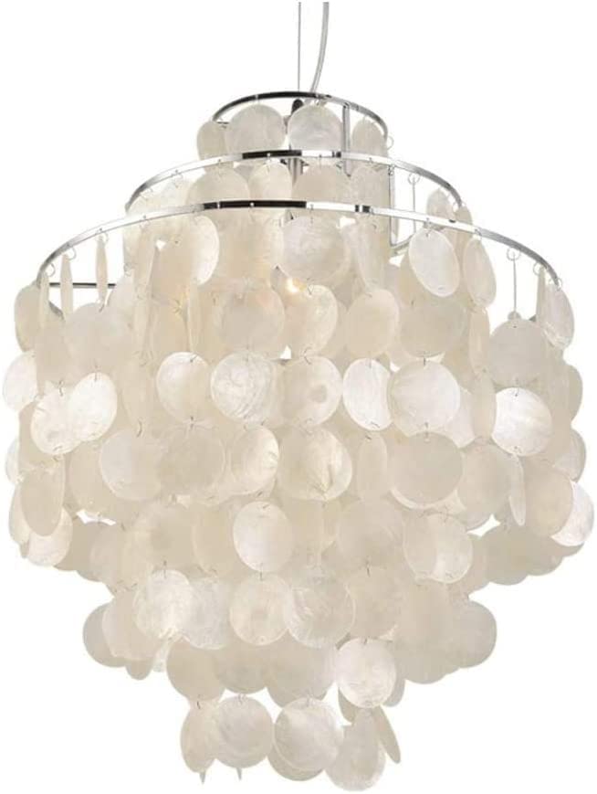 Modern Chandelier for Bedroom - Elegant Shell Ceiling Light with Hundreds of Mother of Pearl Pendants, E27 Base - Perfect for Dining Room, Hallway & Home Decor Lighting
