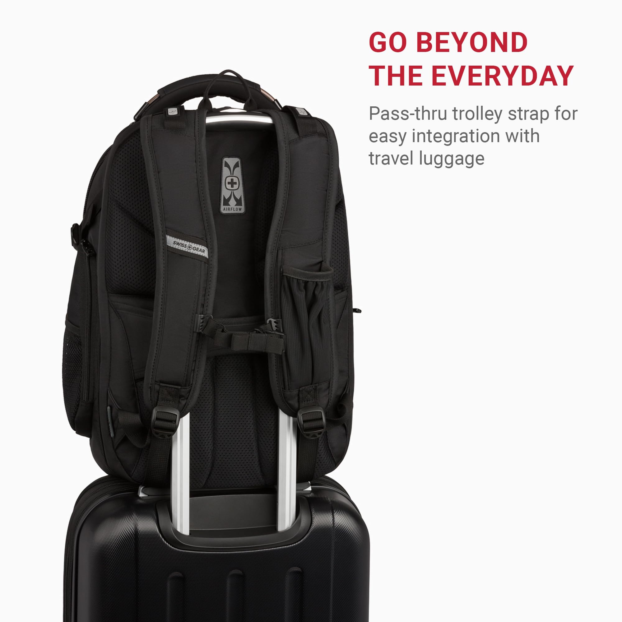 SwissGear ScanSmart Laptop Backpack for 15-Inch Notebook - Black Stealth | TSA-Approved Business Travel & College Commuter Bag