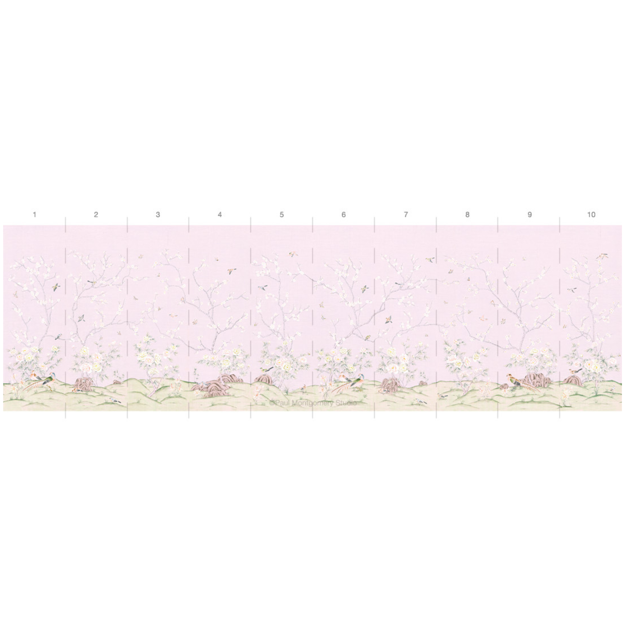 Belva Chinoiserie Mural Wallpaper Panels - Hand-Painted Asian-Inspired Floral Wall Decor for Living Room, Bedroom & Dining Area