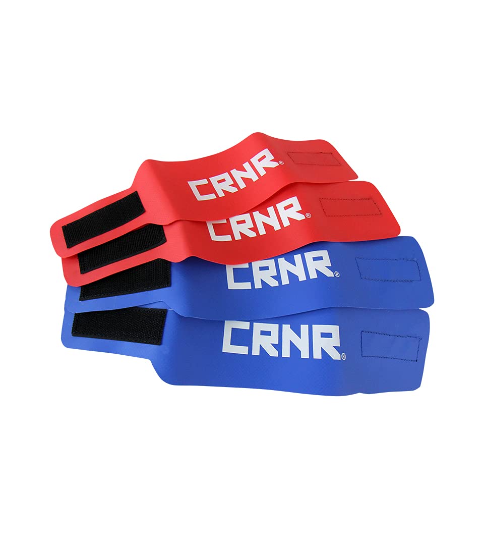 Combat Corner 4-Pack CRNR Tournament Ankle Bands (2 Red & 2 Blue) - Soft Vinyl Wrestling Score Bands with Hook & Loop Closure - Perfect for MMA, BJJ & Wrestling Competitions
