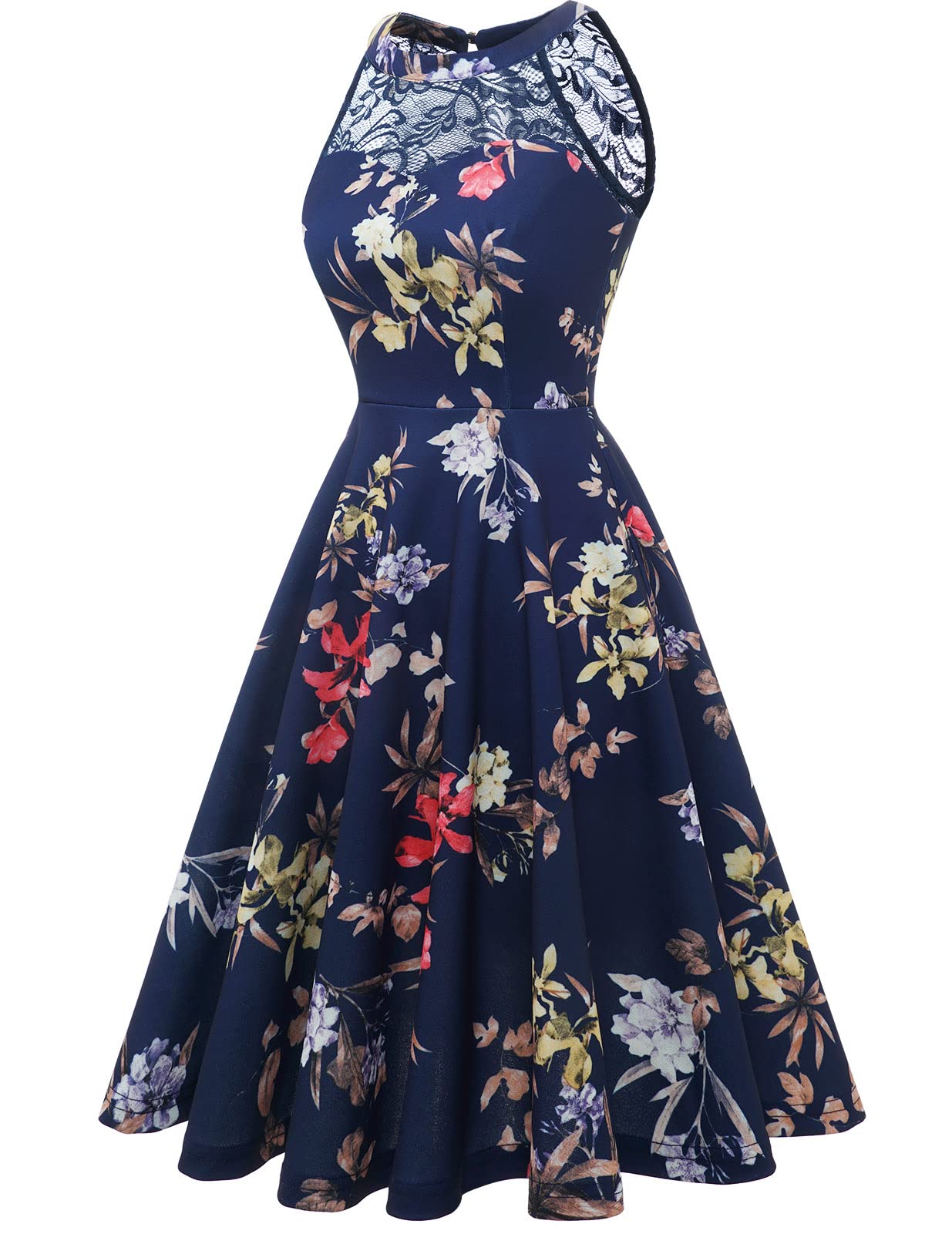 Elegant Women's Cocktail Dress | Vintage Lace Halter Prom Wedding Party Evening Gown | Perfect for Homecoming, Bridal Shower & Special Occasions