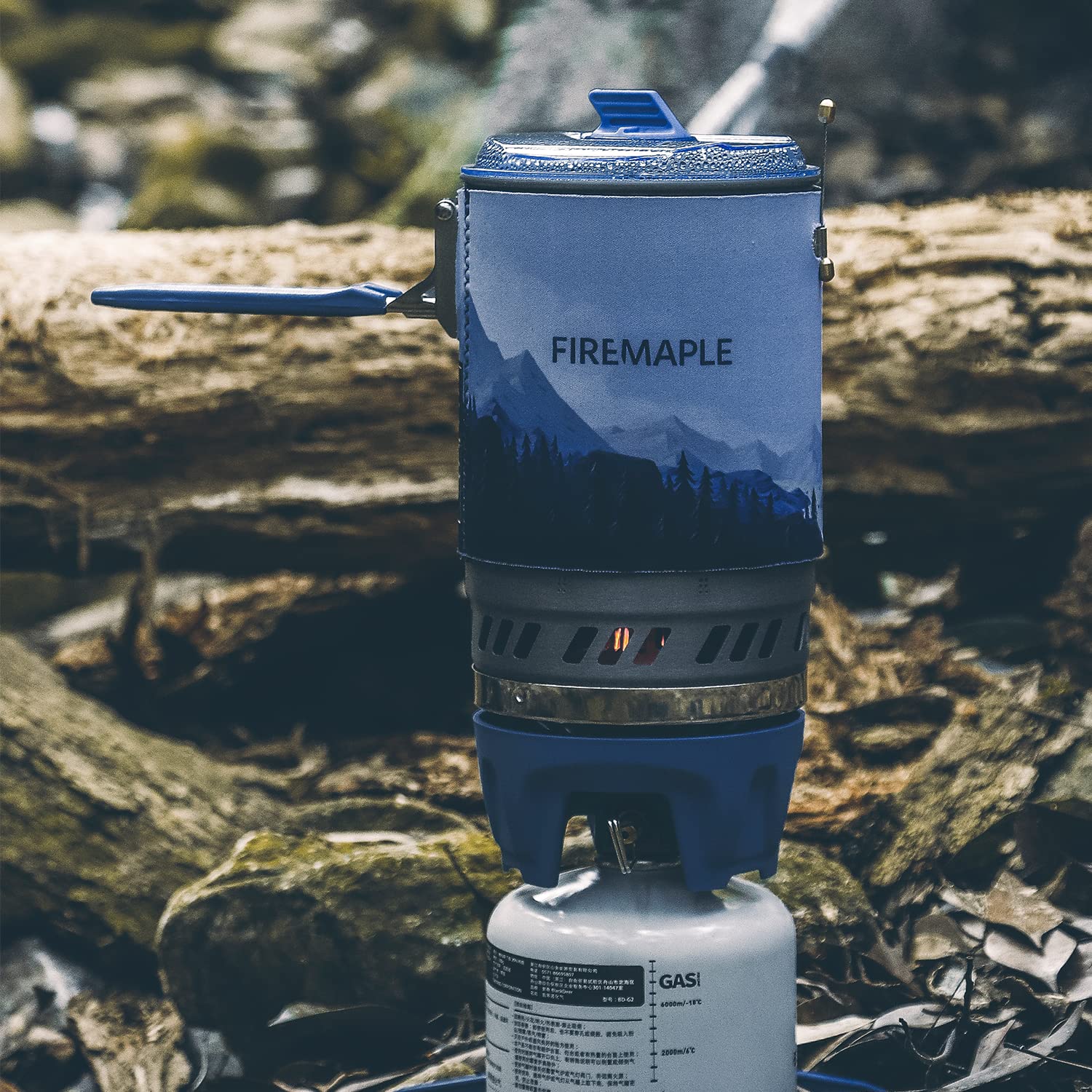 Fire Maple Polaris Portable Camping Gas Stove with Piezo Ignition - Compact Backpacking Stove for Hiking, Trekking & Bushcraft - Includes Pot Support & Stand - Perfect for Outdoor Cooking, Camping Trips & Emergency Preparedness (Blue)