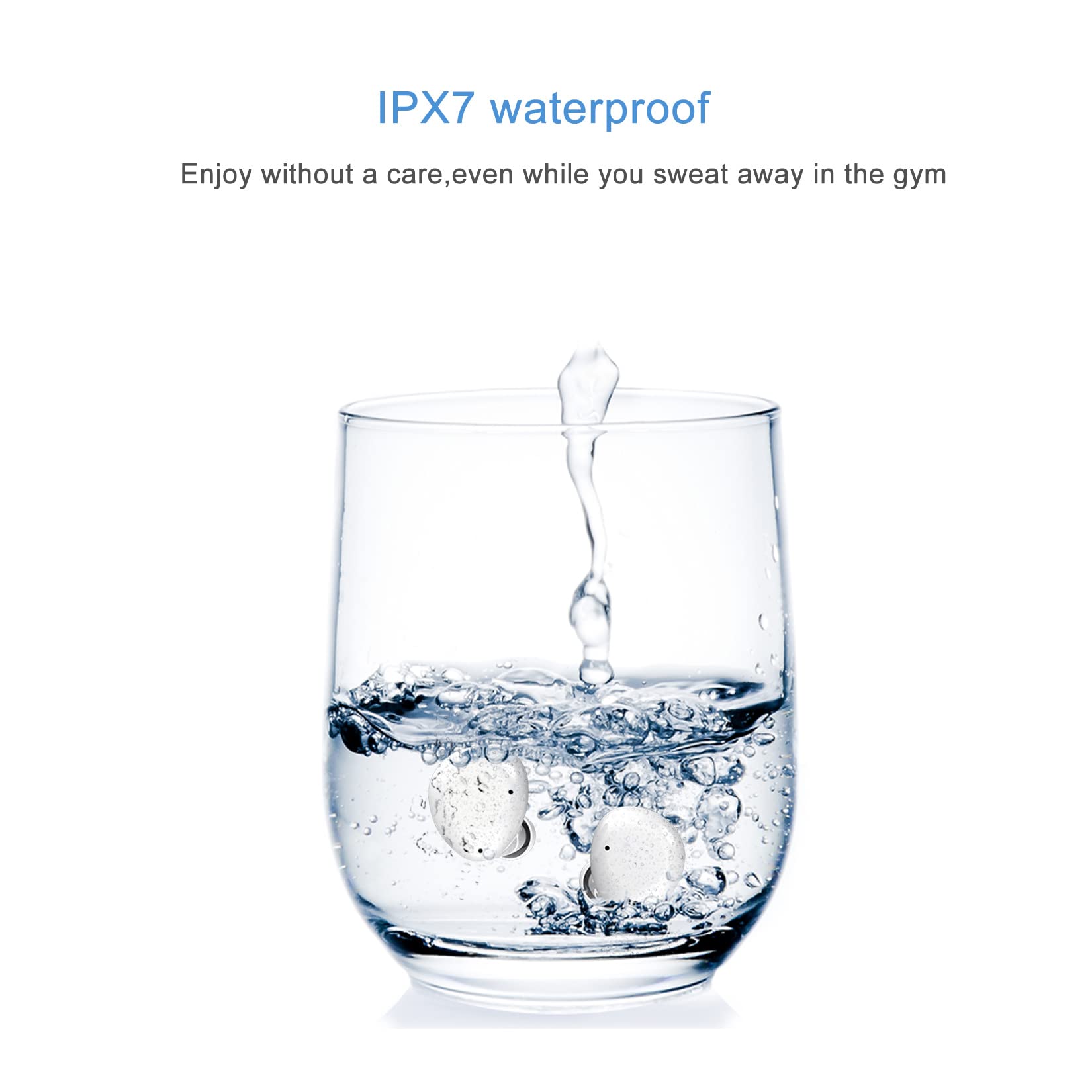 W7s Wireless Low Latency Bluetooth Earbuds with Touch Control, Built-in Mic & Clear Sound - IPX7 Waterproof, USB-C Charging (White) - Perfect for Gym, Running, Commuting & Workouts