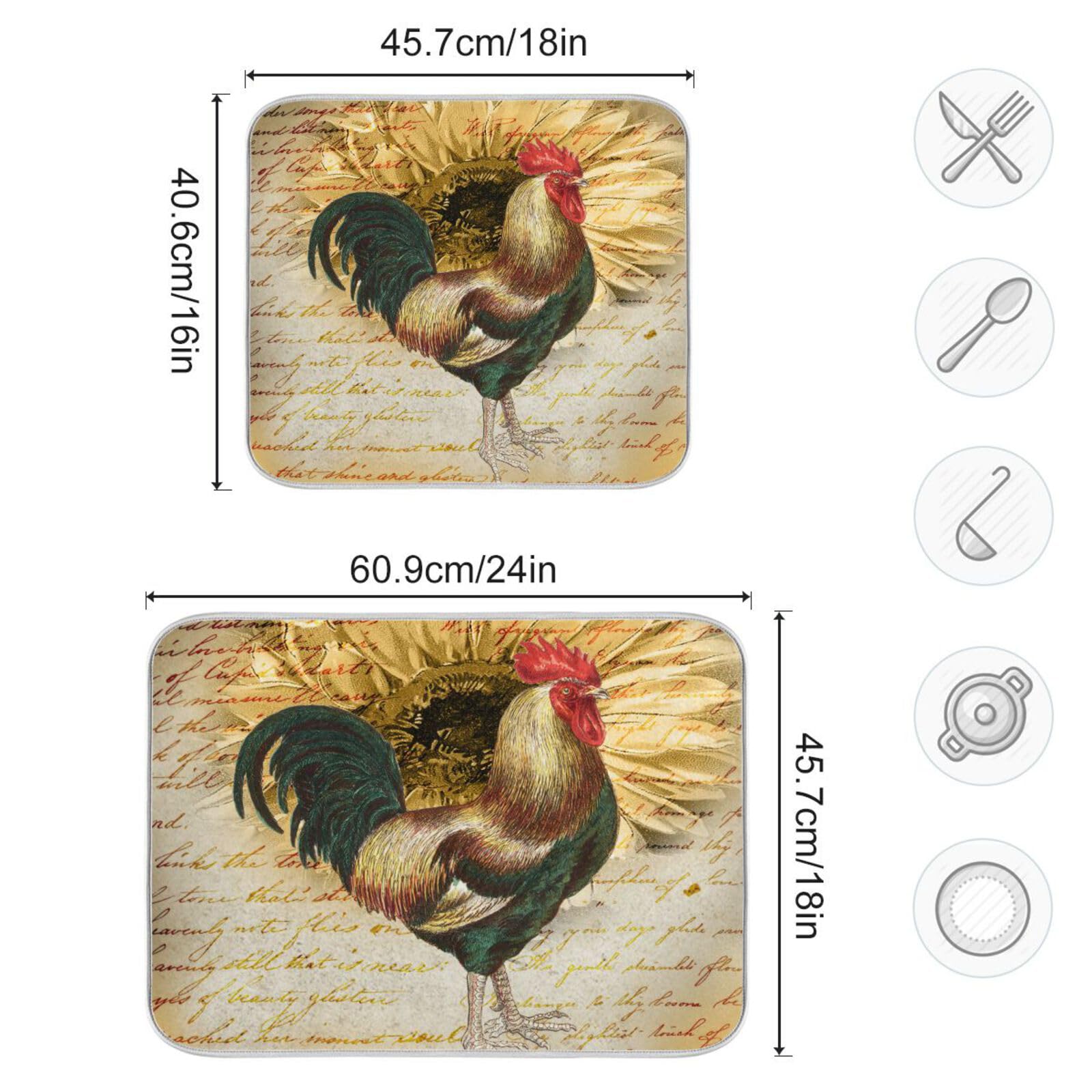 Sunflower Rooster Dish Drying Mat - 16