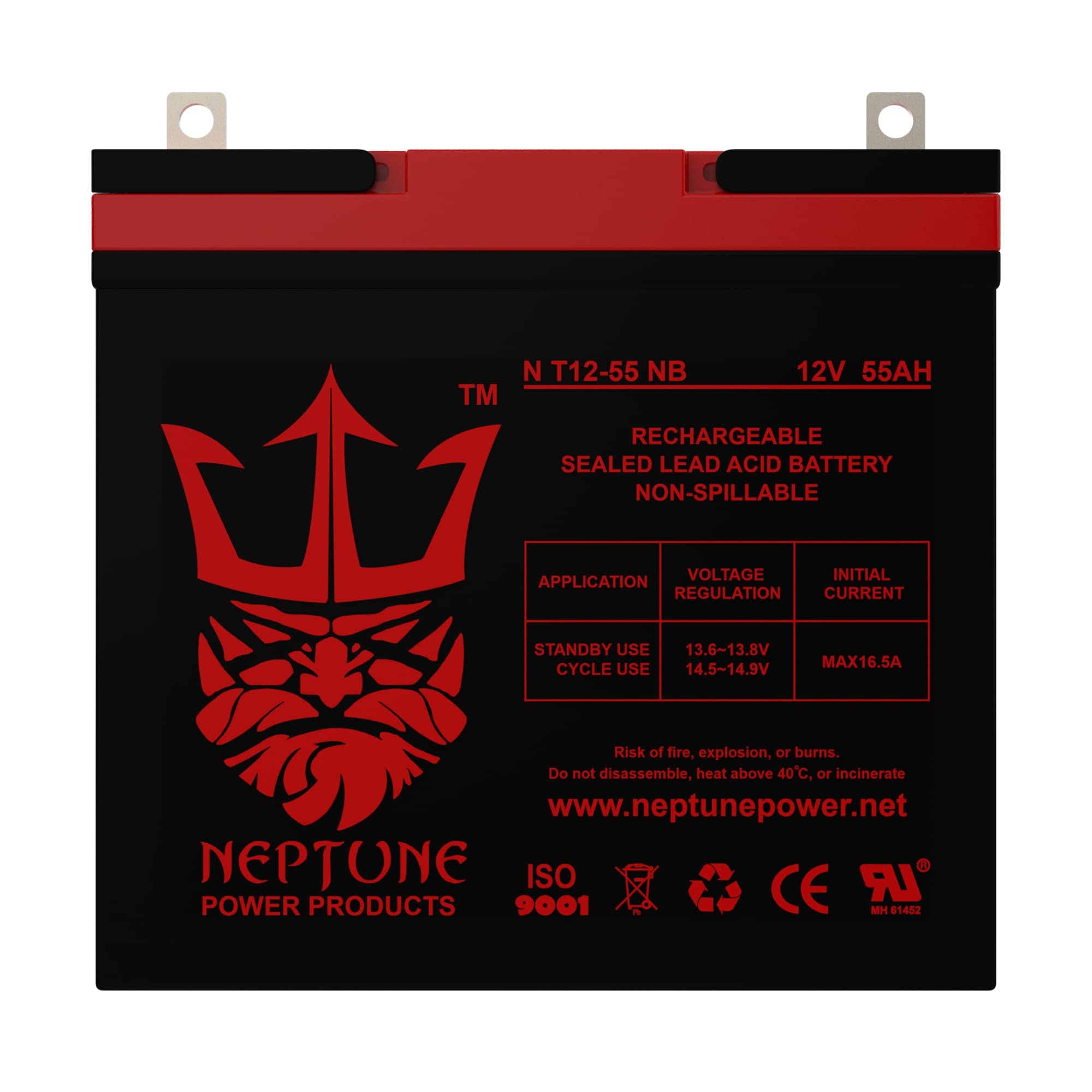 12V 55Ah Deep Cycle Marine Battery for Power Boats & Trolling Motors - Reliable Pontoon Boat Battery for Fishing, RV & Solar Applications