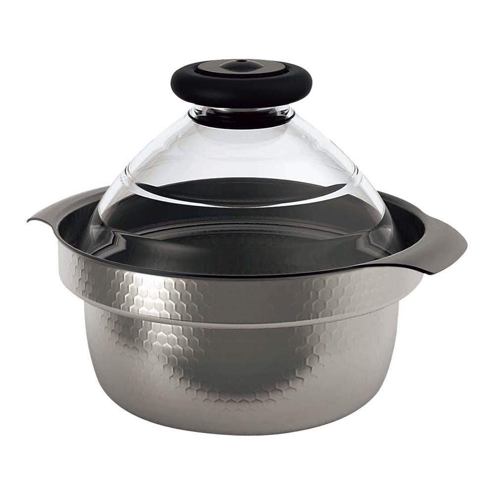 Hario Induction Rice Cooker with Glass Lid - 3L Capacity, Stainless Steel Pot, Perfect for Cooking Rice, Stews & Soups - Ideal for Home Kitchens & Small Families