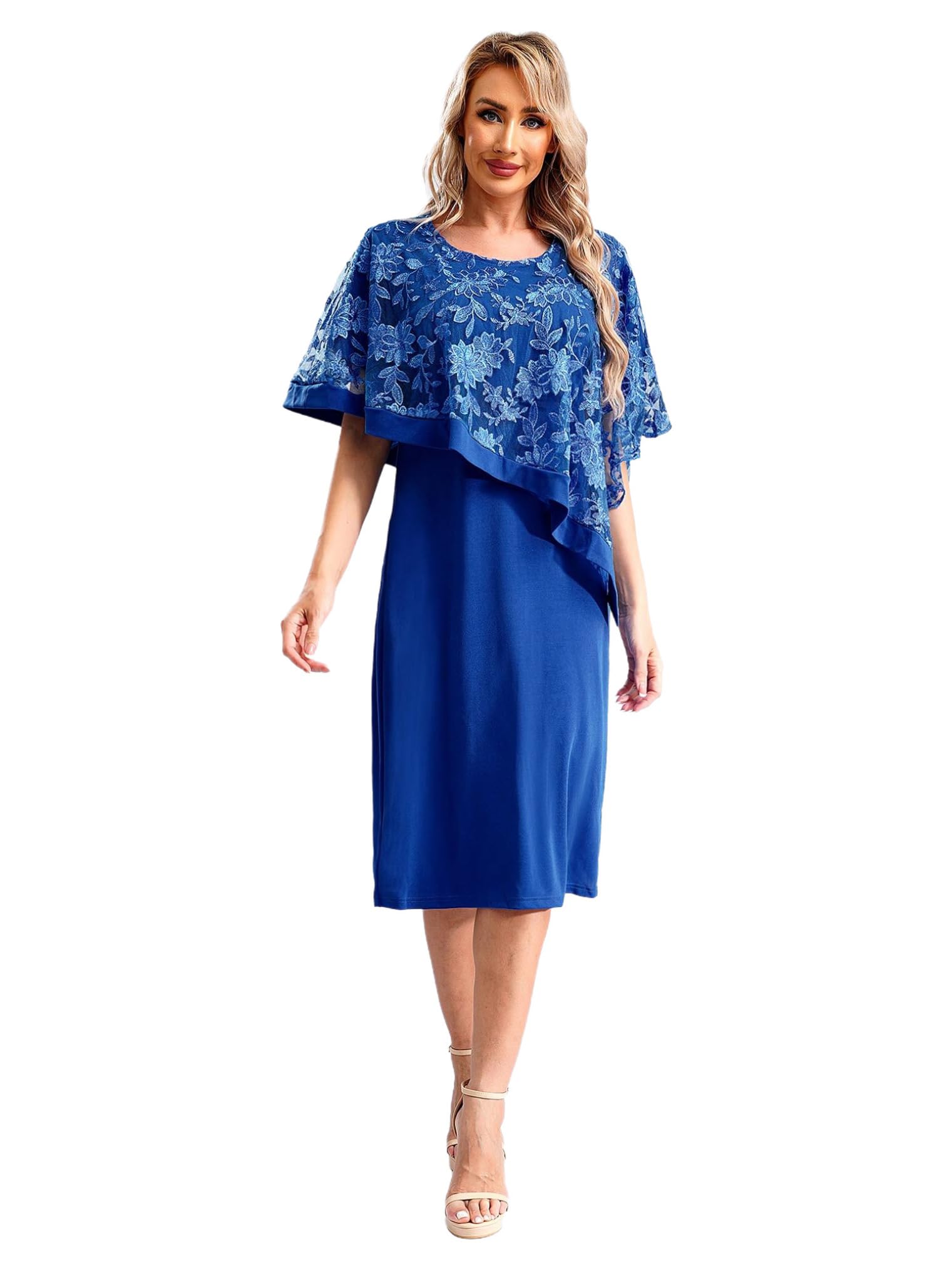 Elegant Plus Size Women's Wedding Guest Dress Suit - 2 Piece Embroidered Lace Cocktail Party Dress Set for Special Occasions & Formal Events