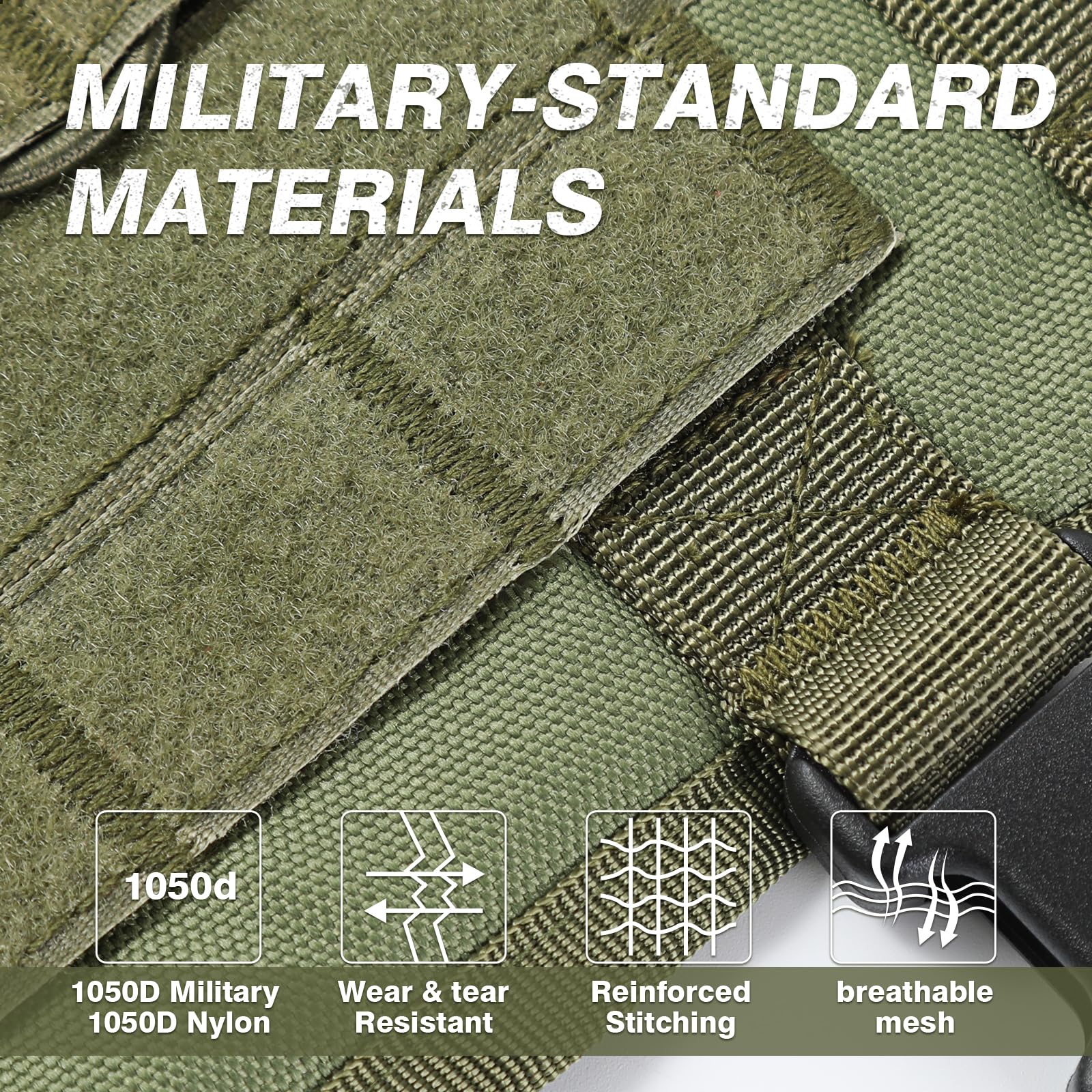 No Pull Tactical Dog Harness for Small & Medium Large Dogs - Escape Proof MOLLE Vest with Adjustable Handle & Leash Set (Green, S) - Perfect for Military Training, Hiking & Outdoor Adventures