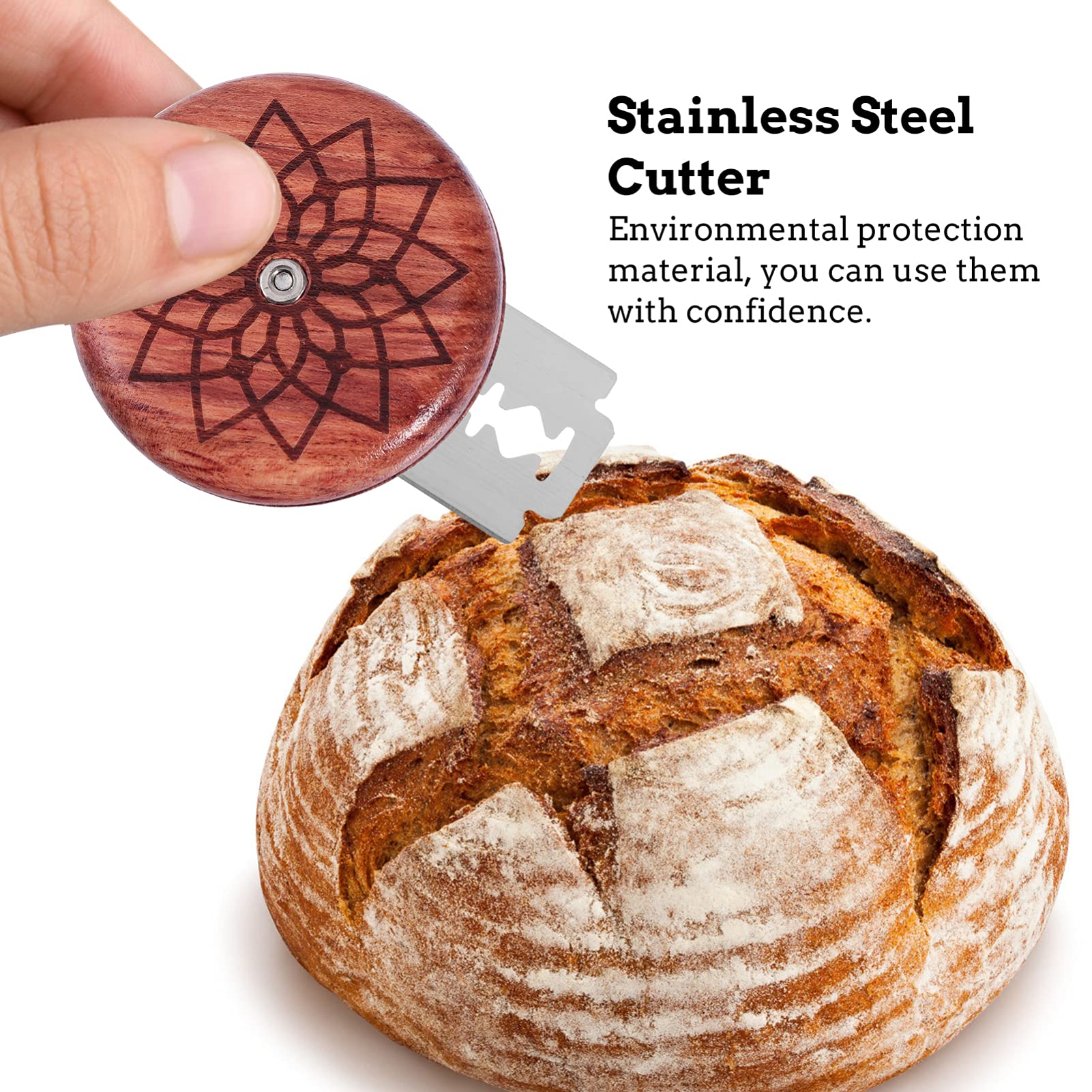 DOITOOL Wooden Bread Lame Cutter with 5 Razor Blades - Professional Dough Scoring Tool for Sourdough Bread Baking | Perfect for Artisan Bakers & Home Baking Enthusiasts | Ideal for Creating Beautiful Bread Patterns