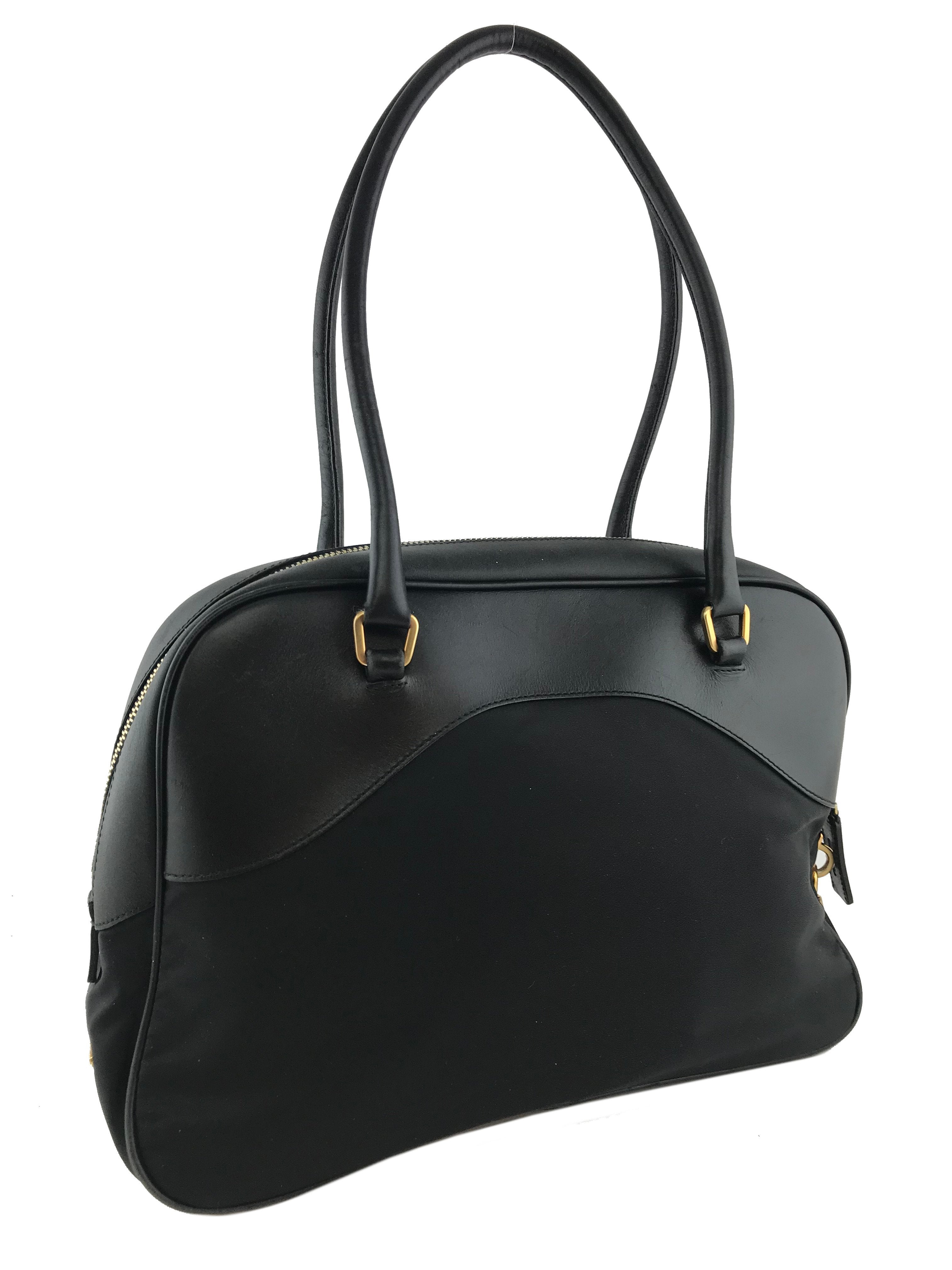 Prada Tessuto Nylon and Leather Satchel Bag for Women | Luxury Designer Handbag | Perfect for Work, Travel & Everyday Use